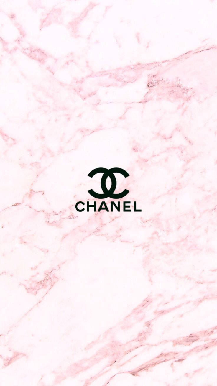 pink Chanel logo, pink marble background, black Chanel logo, HD Phone Wallpaper