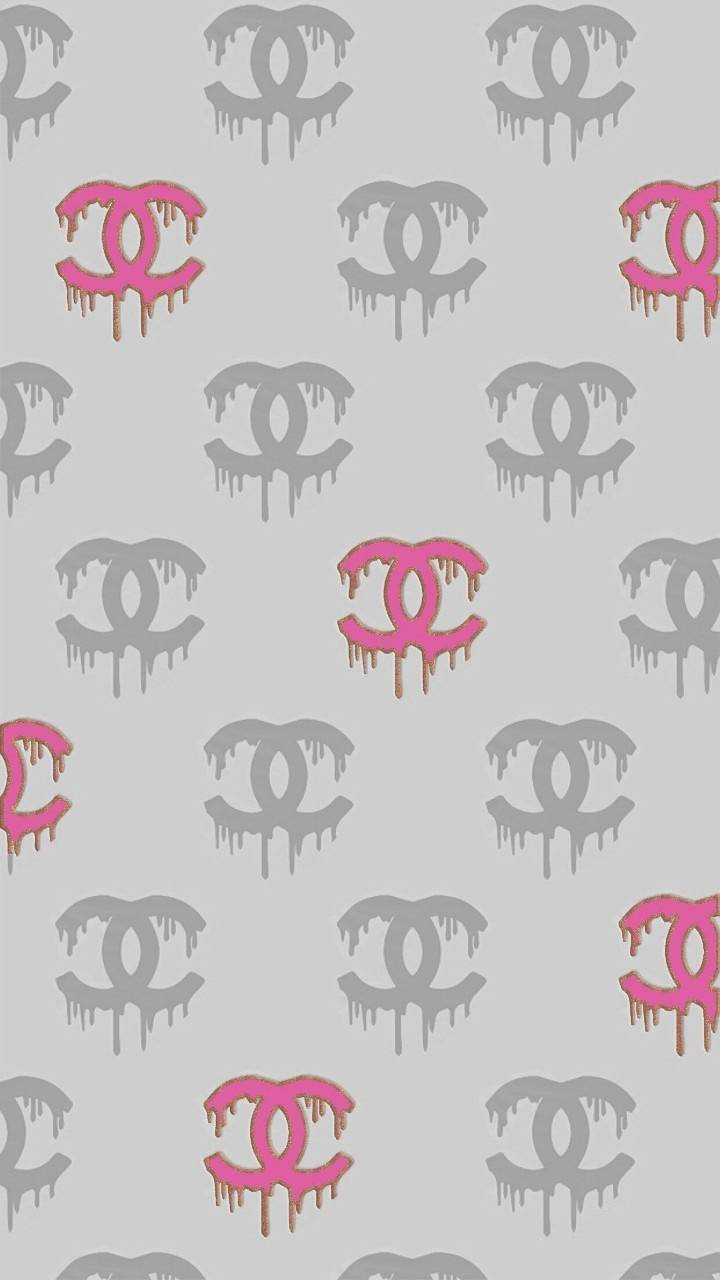 Chanel, pink Chanel logo, gray Chanel logo, HD Phone Wallpaper