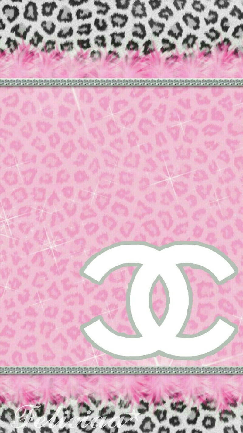 Pink Chanel Logo, leopard print, glitter sparkles, HD Phone Wallpaper
