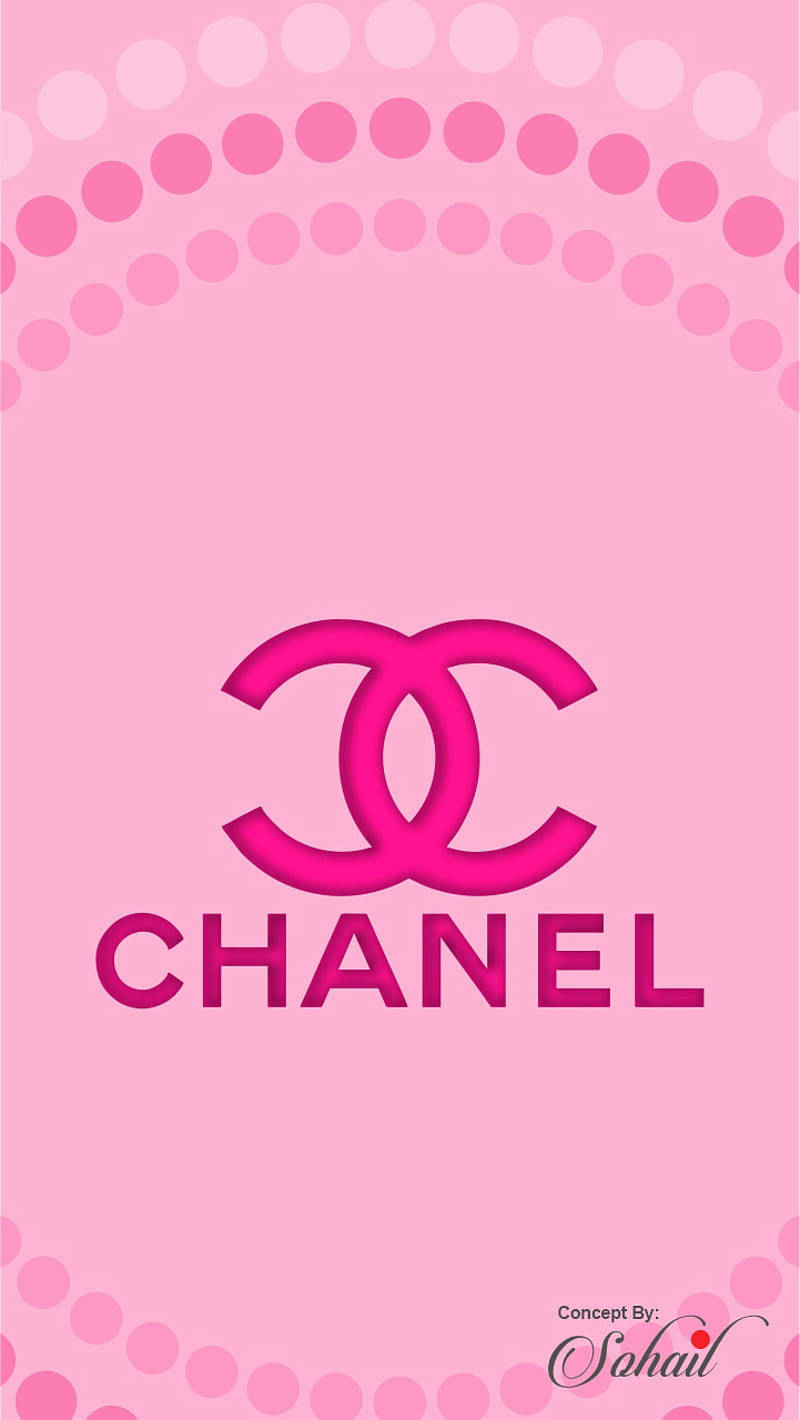 Pink Chanel Logo, Chanel logo, gradient polka dots, HD Phone Wallpaper