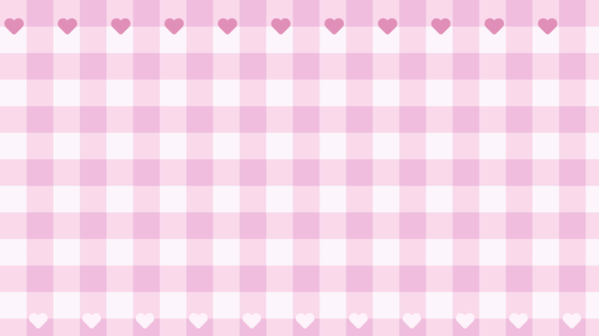 Pink Checkered, soft pink and white gingham pattern, heart accents, Full HD Desktop Wallpaper