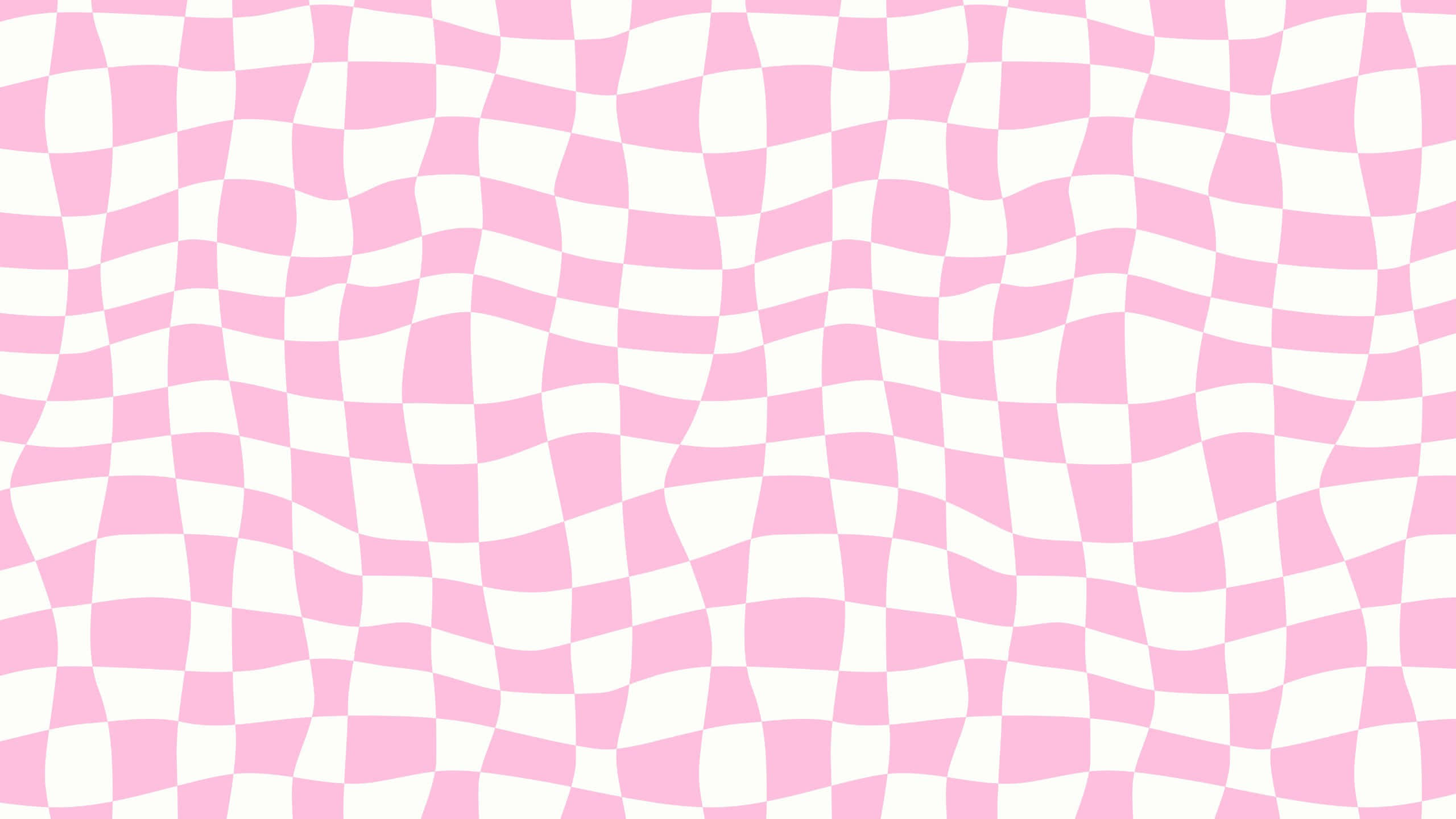 pink wavy checkerboard pattern, wavy pink and white checkerboard, mesmerizing optical illusion, 2K Desktop Wallpaper