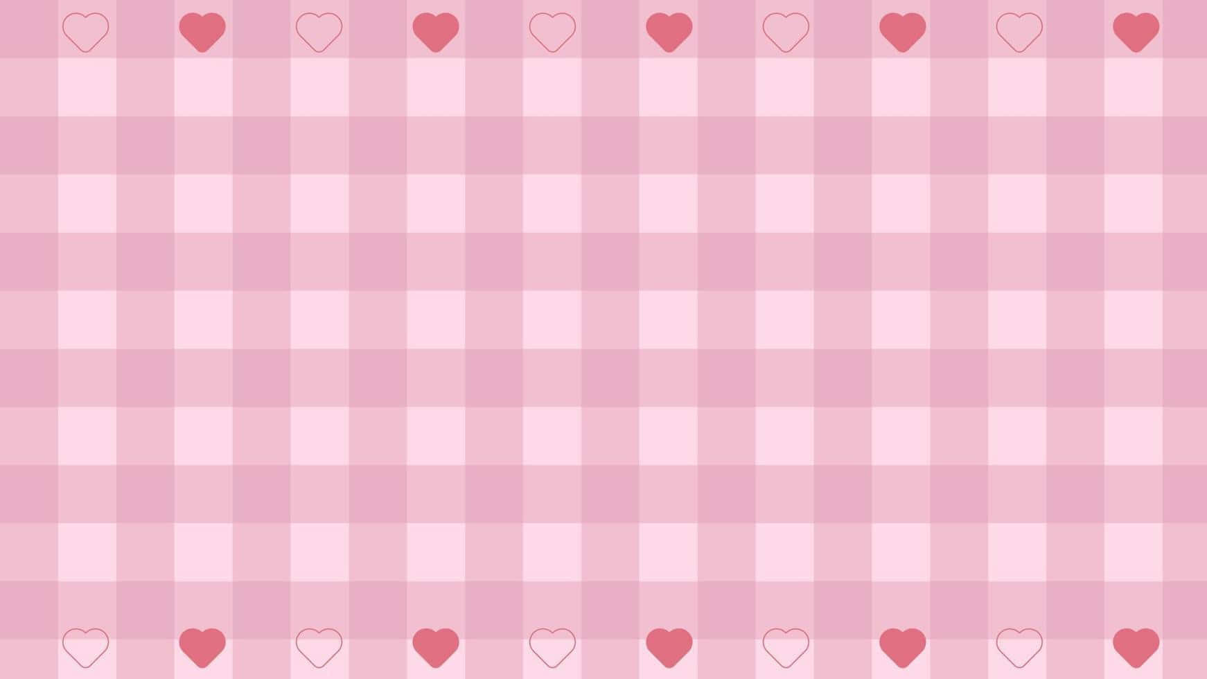 Pink Hearts Checkered Pattern, gingham, red and white heart motifs, HD Desktop Wallpaper