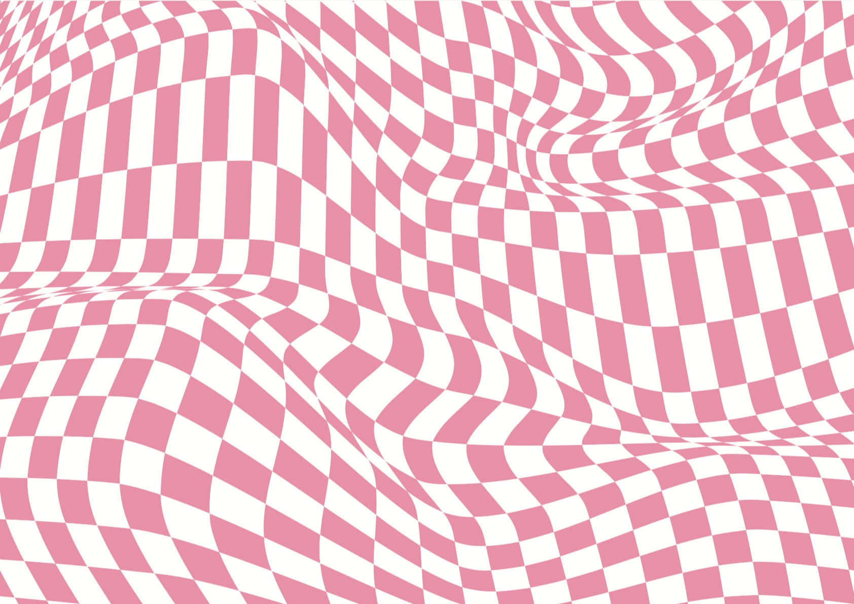 Pink Checkered, wavy pink and white checkered pattern, 3D optical illusion, HD Desktop Wallpaper