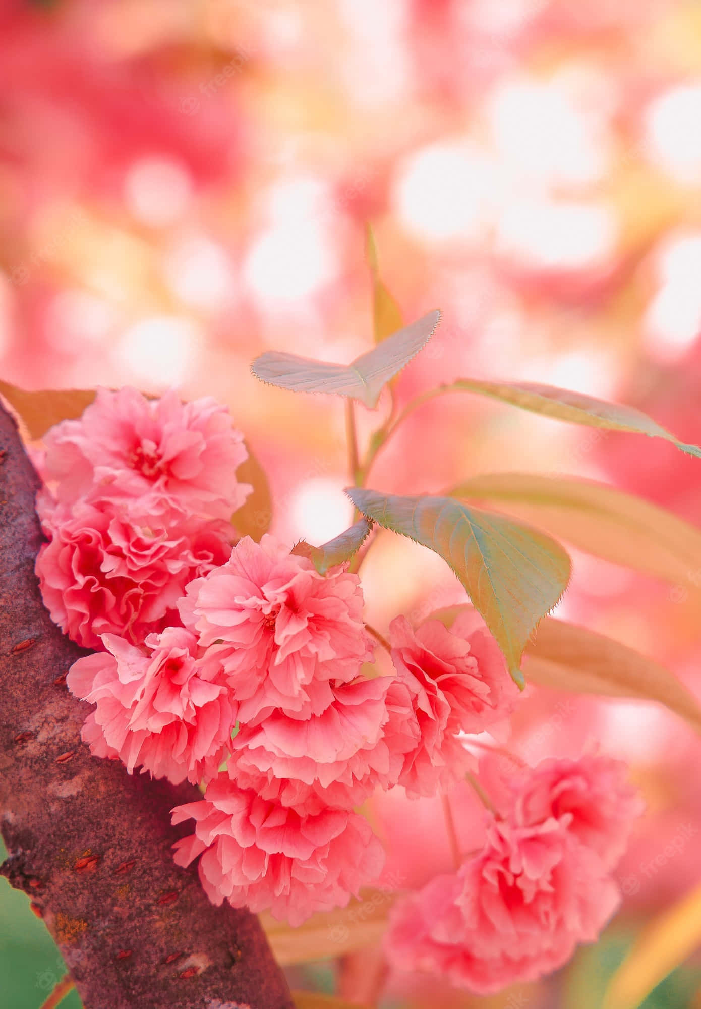 pink cherry blossom, clear blue sky, dark branch, Full HD Phone Wallpaper