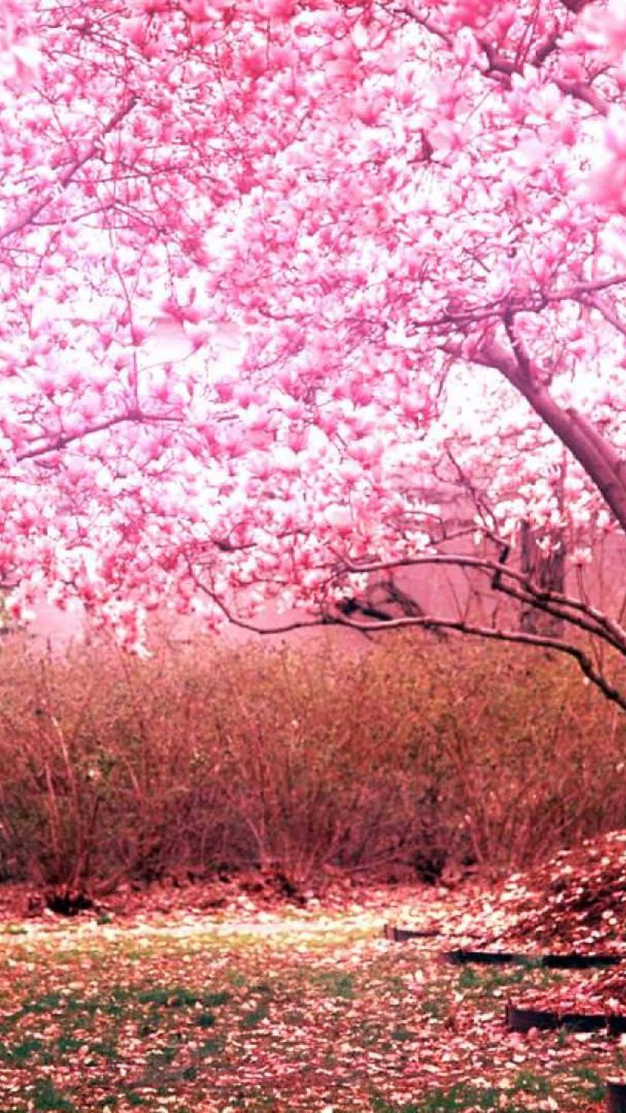 Pink Cherry Blossom Tree, vibrant pink magnolia tree, full bloom, Full HD Phone Wallpaper