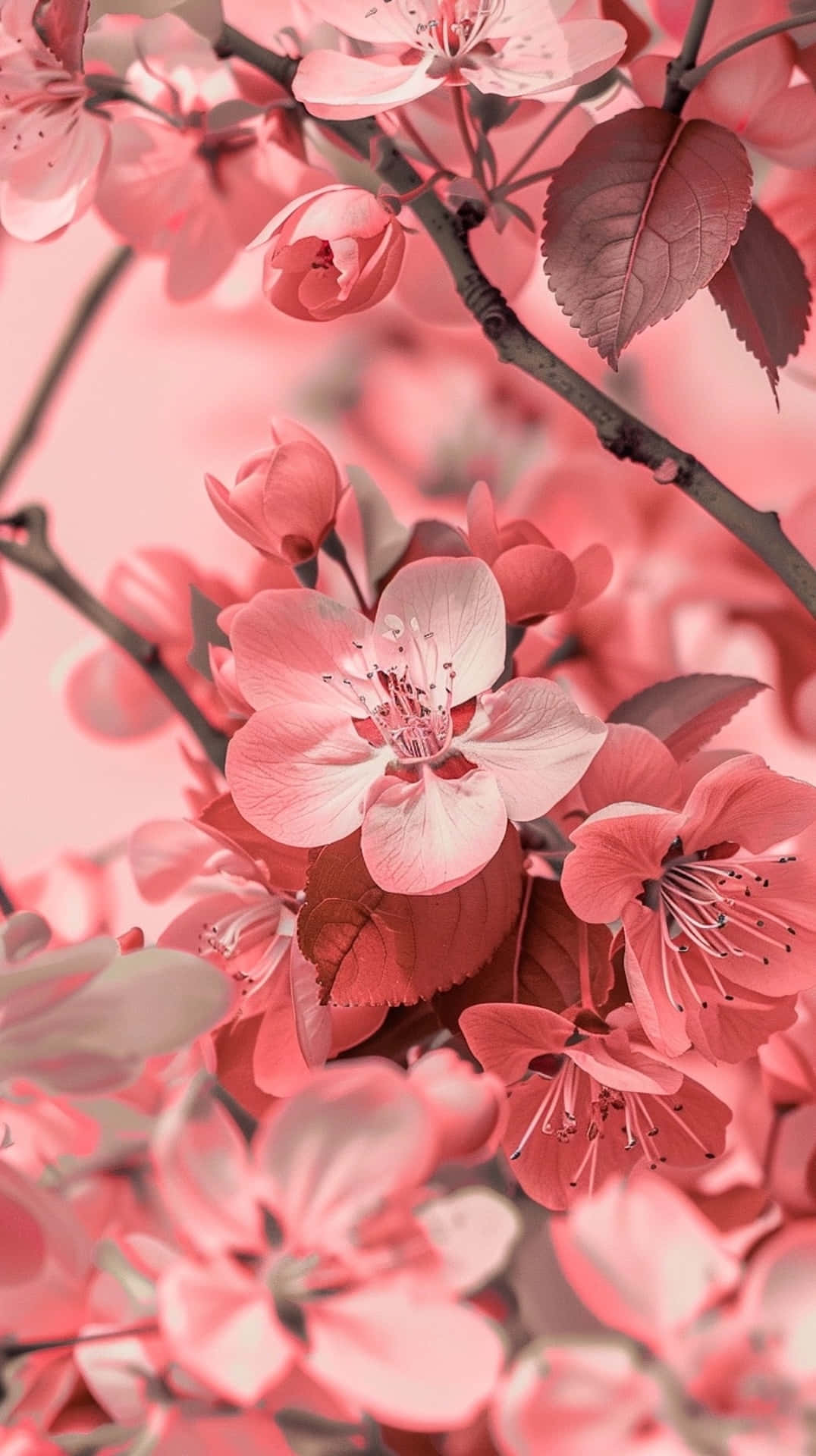 pink cherry blossoms, Y2 K aesthetic, soft-focus close-up, Full HD Phone Wallpaper