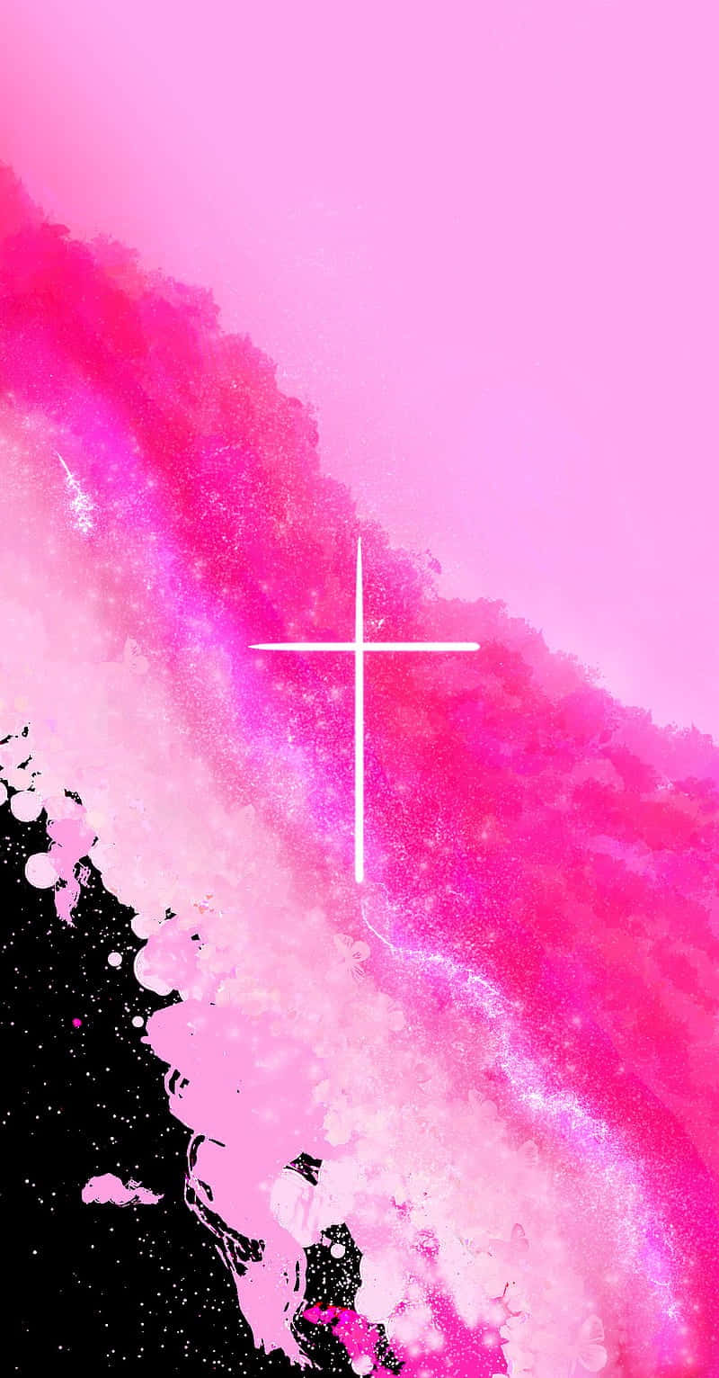 Pink Christian, white cross, vibrant pink watercolor splash, HD Phone Wallpaper