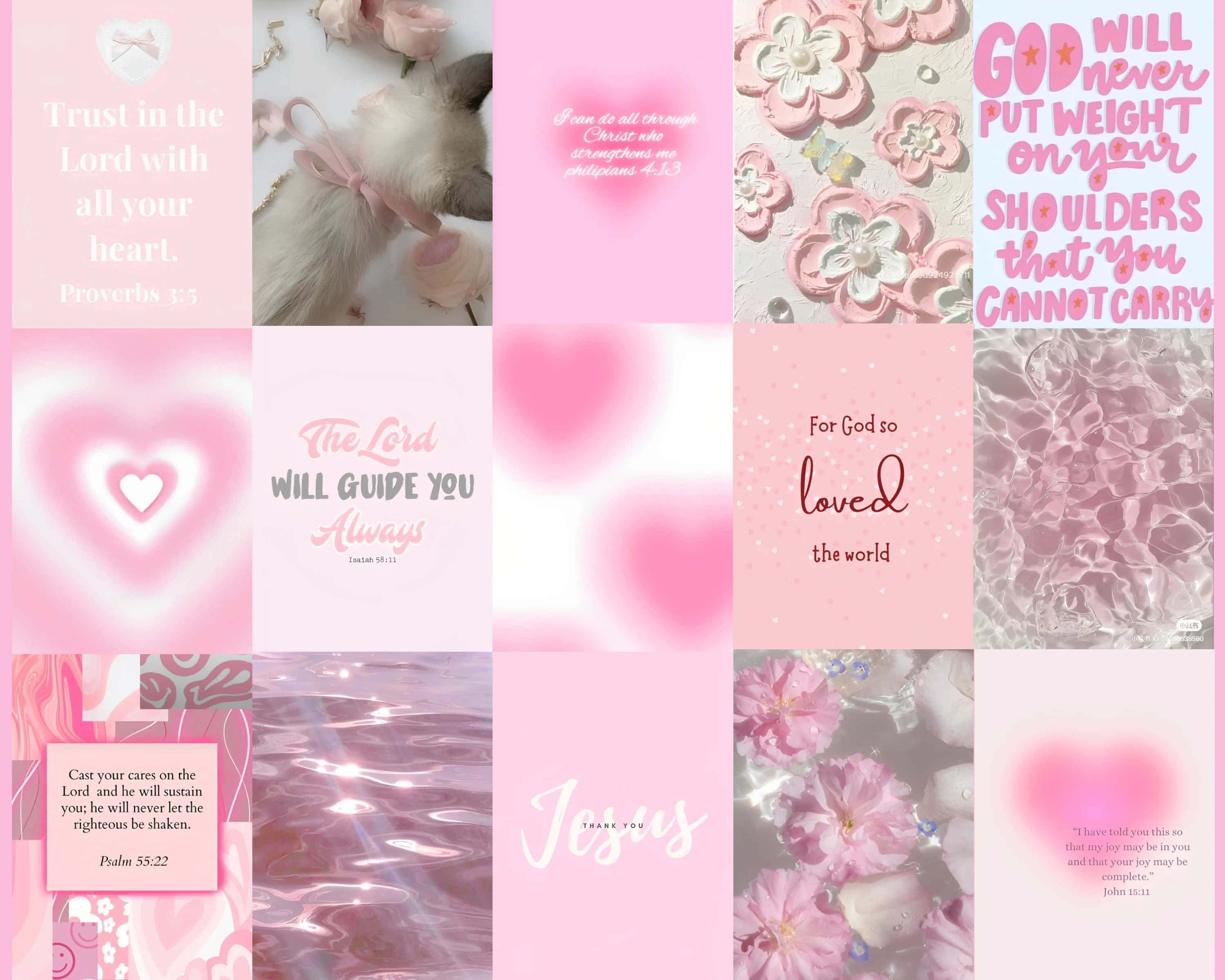 Pink Christian, Bible verses, hearts, 2K Desktop Wallpaper