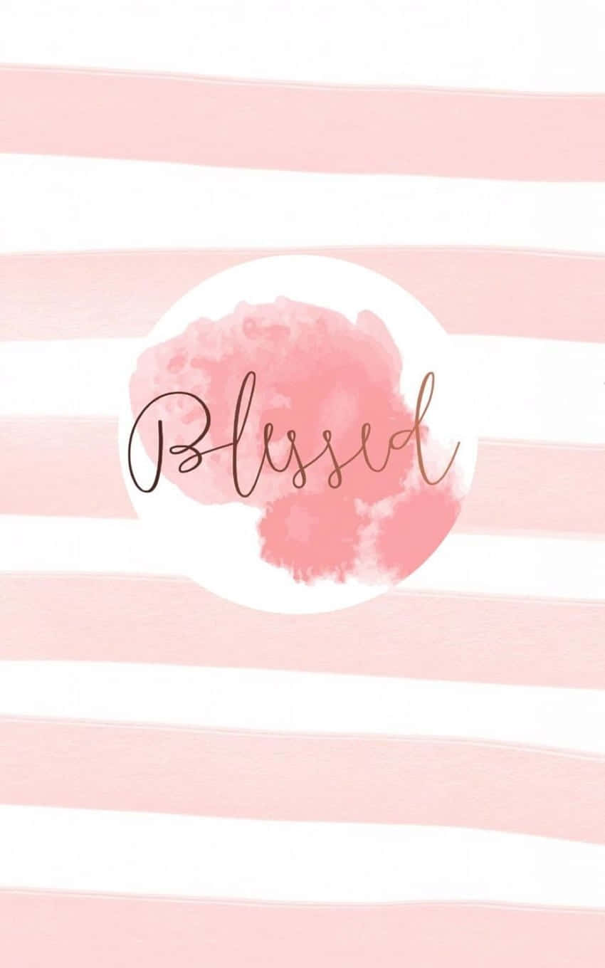 Pink Striped Blessed Artwork, pink watercolor splash, white circle, HD Phone Wallpaper