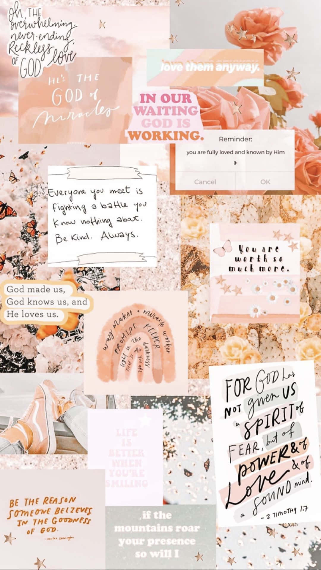 Inspirational Christian Quotes Collage, soft pink, peach, Full HD Phone Wallpaper