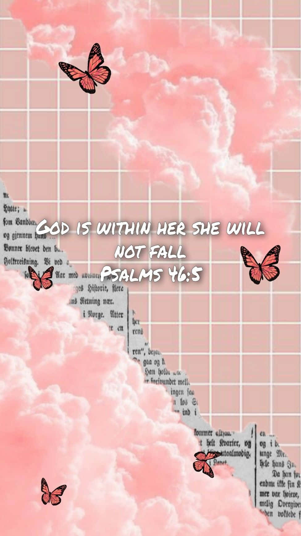 Psalms 46:5, pink sky, white clouds, HD Phone Wallpaper