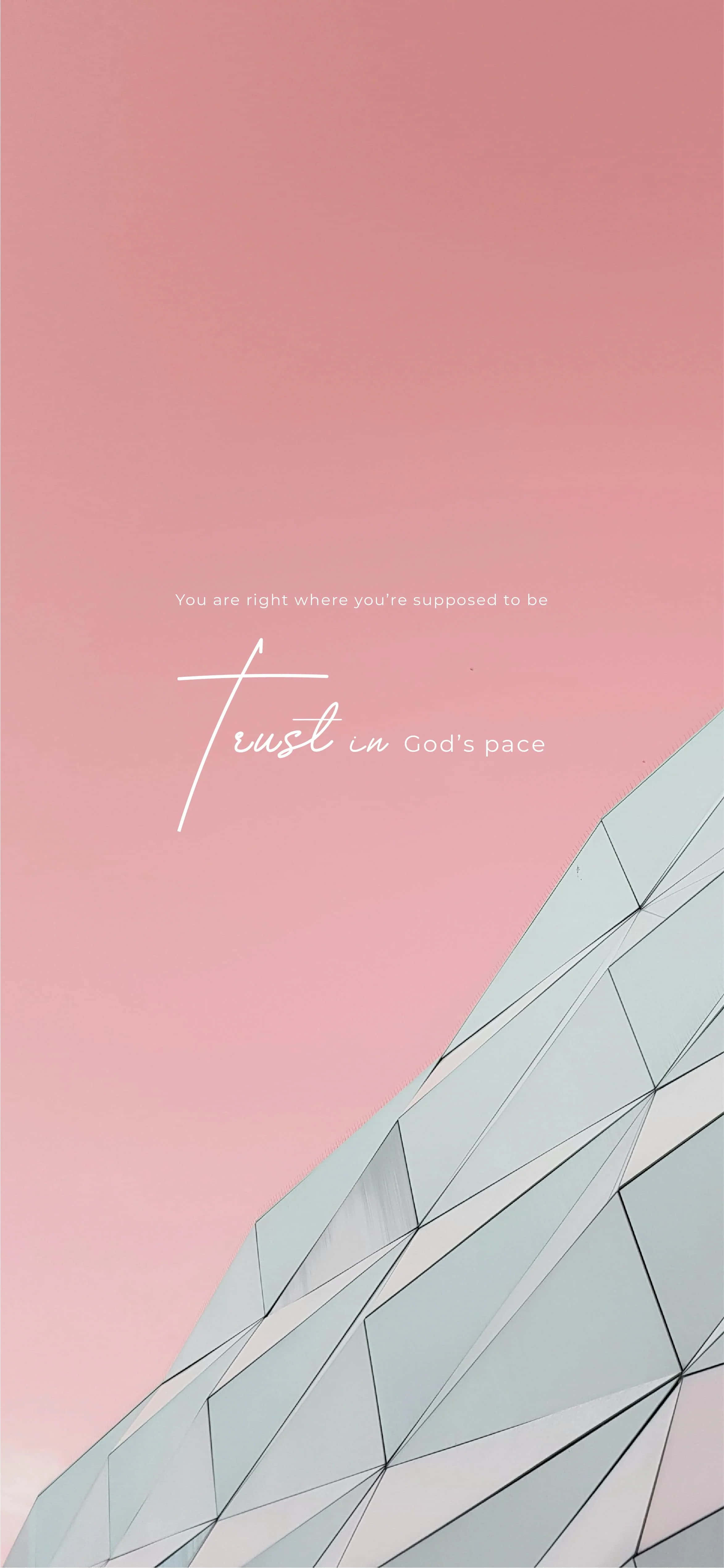 Pink Christian, soft pink gradient, geometric glass-like shards, 4K Phone Wallpaper