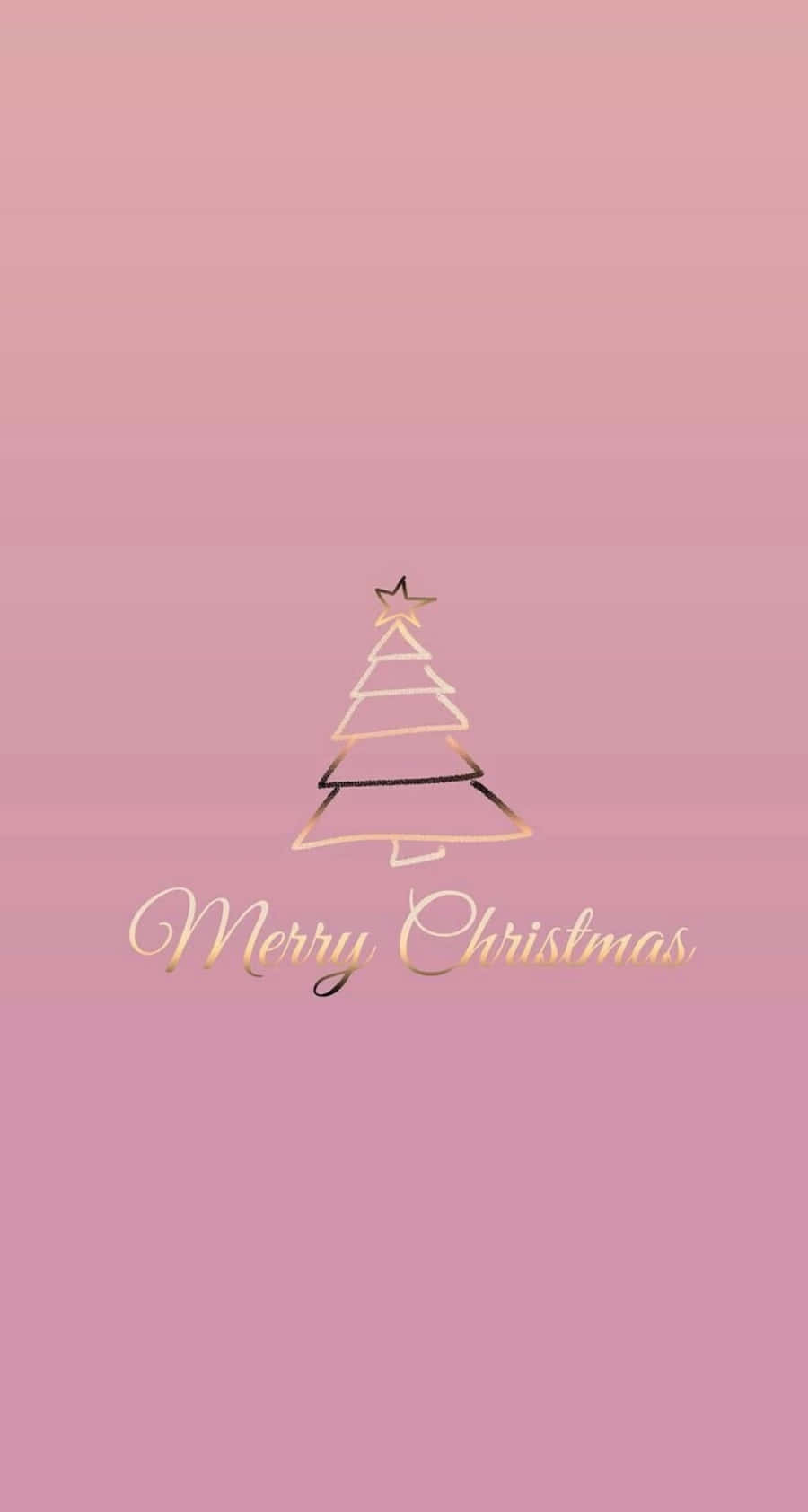 gold outline Christmas tree, star, cursive greeting, HD Phone Wallpaper