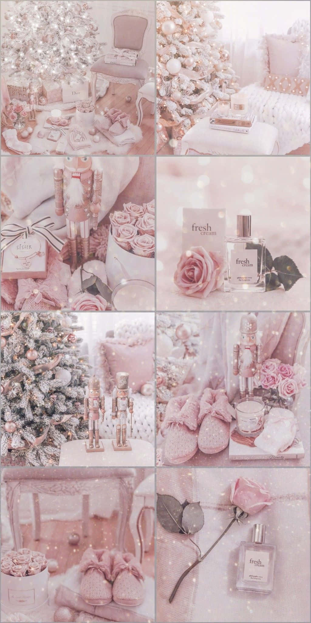 Pink Christmas Aesthetic, soft pink, white, Full HD Phone Wallpaper