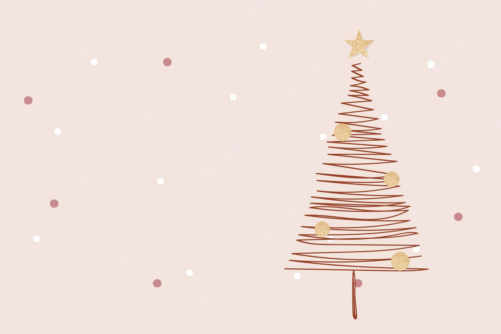 pink Christmas tree, gold ornaments, star, Full HD Desktop Wallpaper