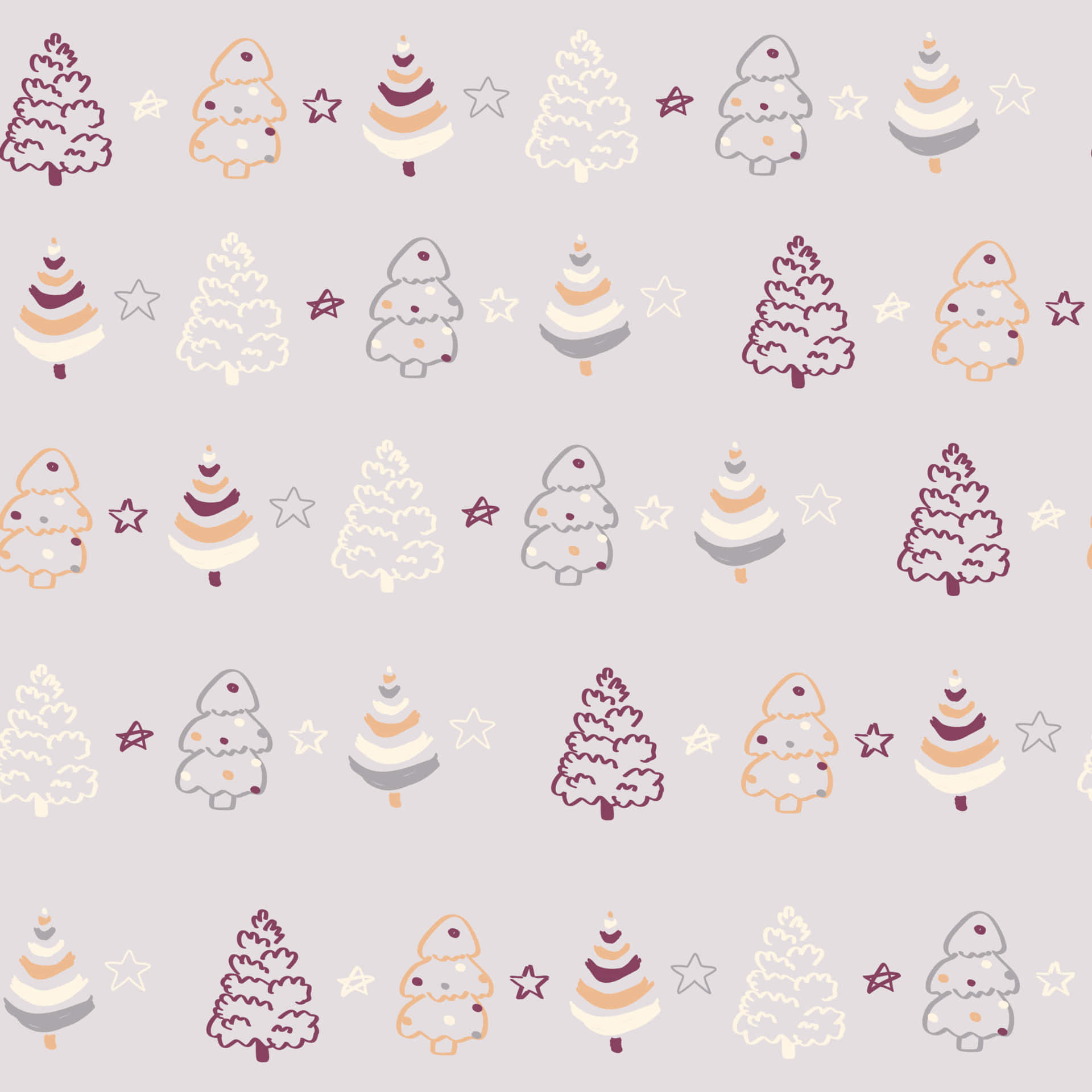 pink Christmas tree, stylized Christmas trees, stars, Full HD Desktop Wallpaper