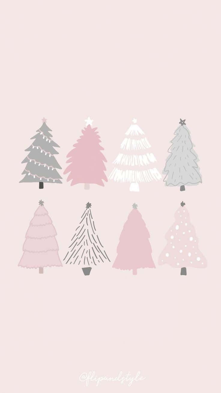 pink Christmas tree, pastel pink, grey, HD Phone Wallpaper
