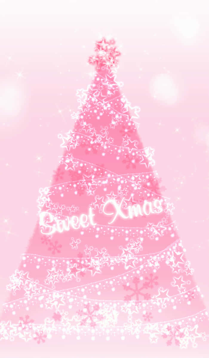 pink Christmas tree, pastel pink, white stars, SD Phone Wallpaper