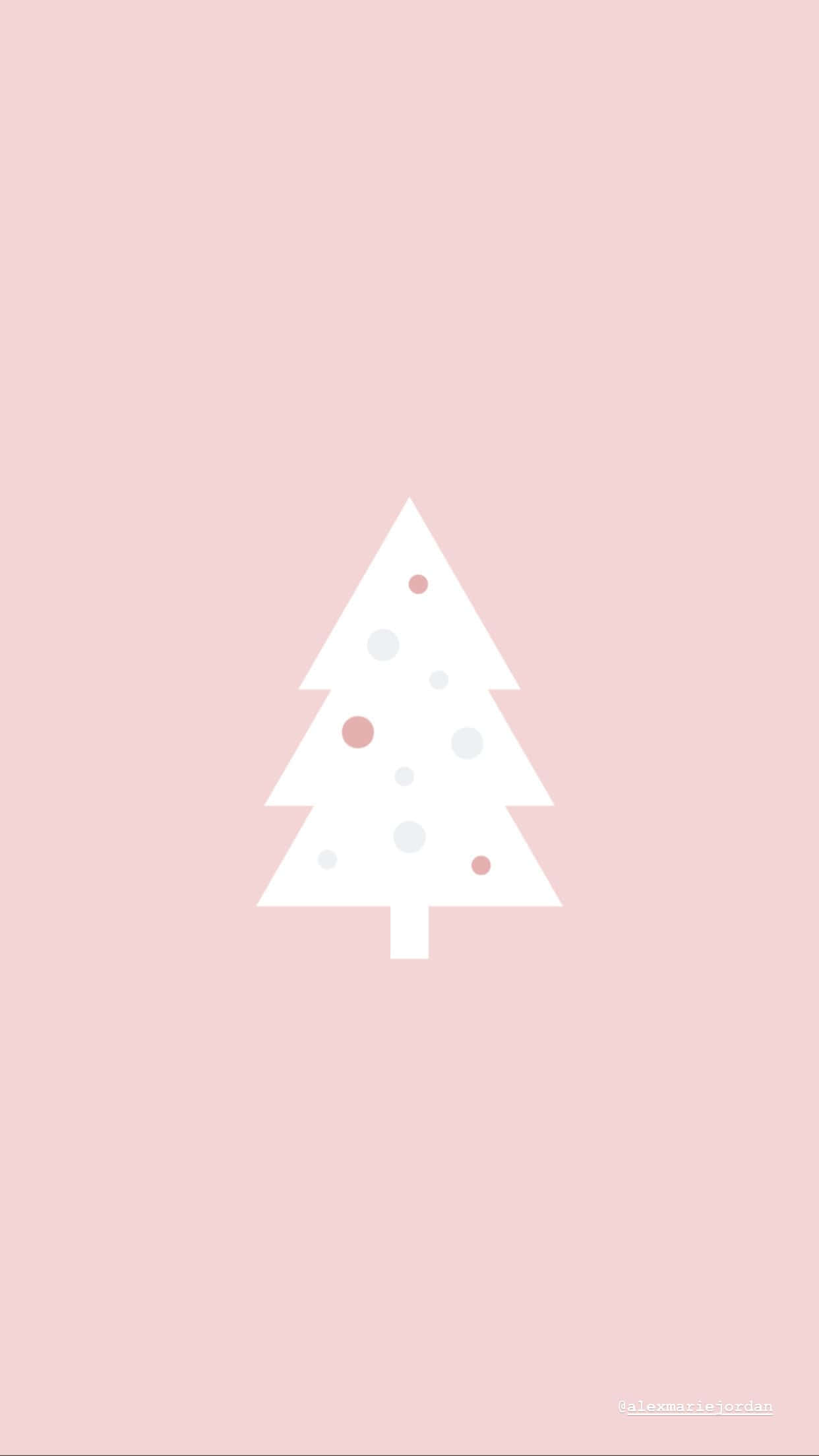 pink Christmas tree, minimalist white Christmas tree, pink and gray dots, Full HD Phone Wallpaper