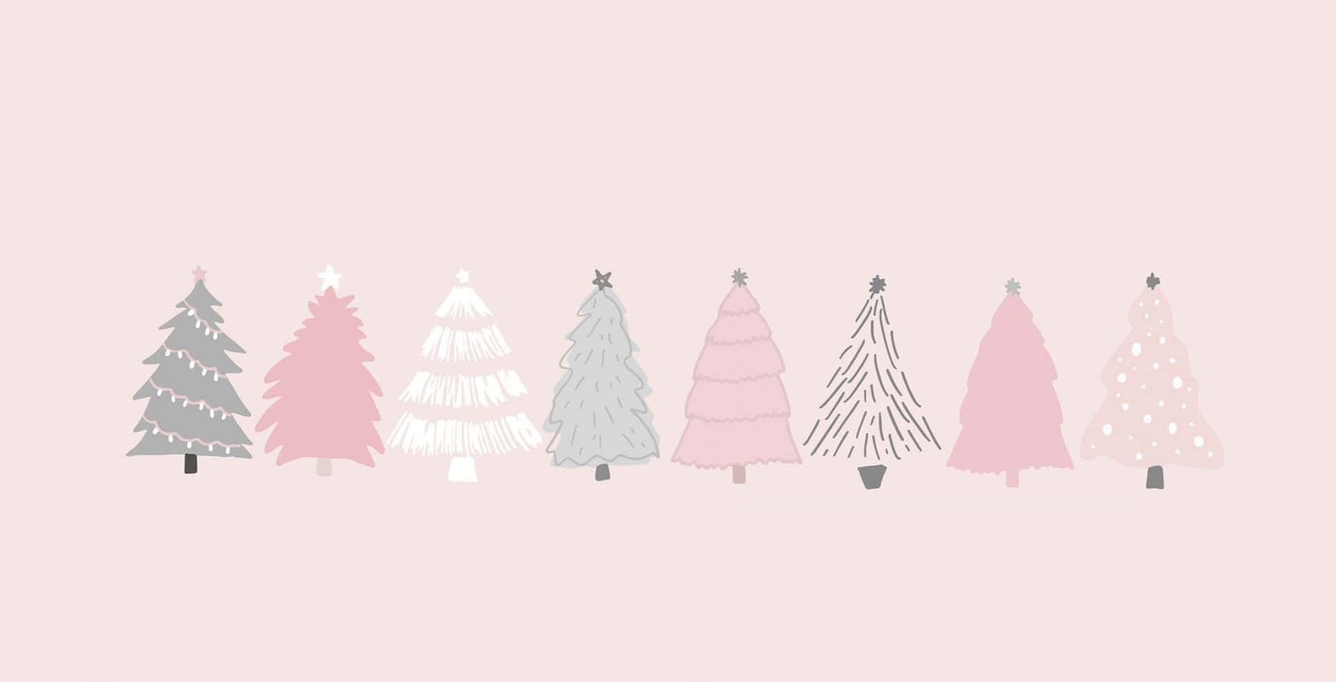 Pink Christmas Tree, pastel pink, gray, Full HD Desktop Wallpaper