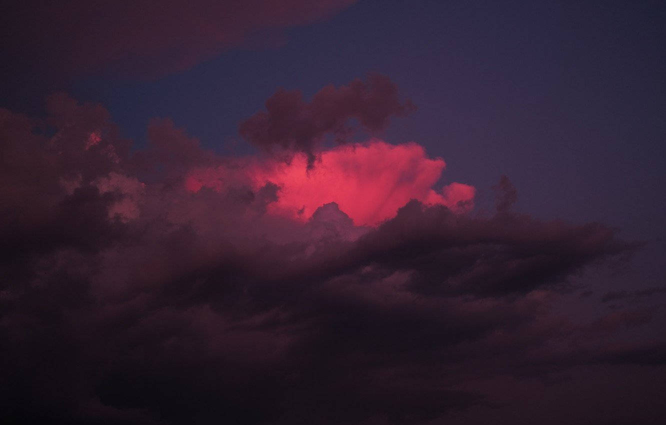 Dark Pink Cloud, fiery pink light, deep purple twilight sky, HD Desktop Wallpaper