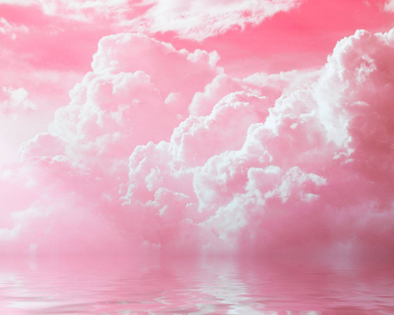 Soft Pink Cloud Cover, pink sky, fluffy white clouds, HD Desktop Wallpaper