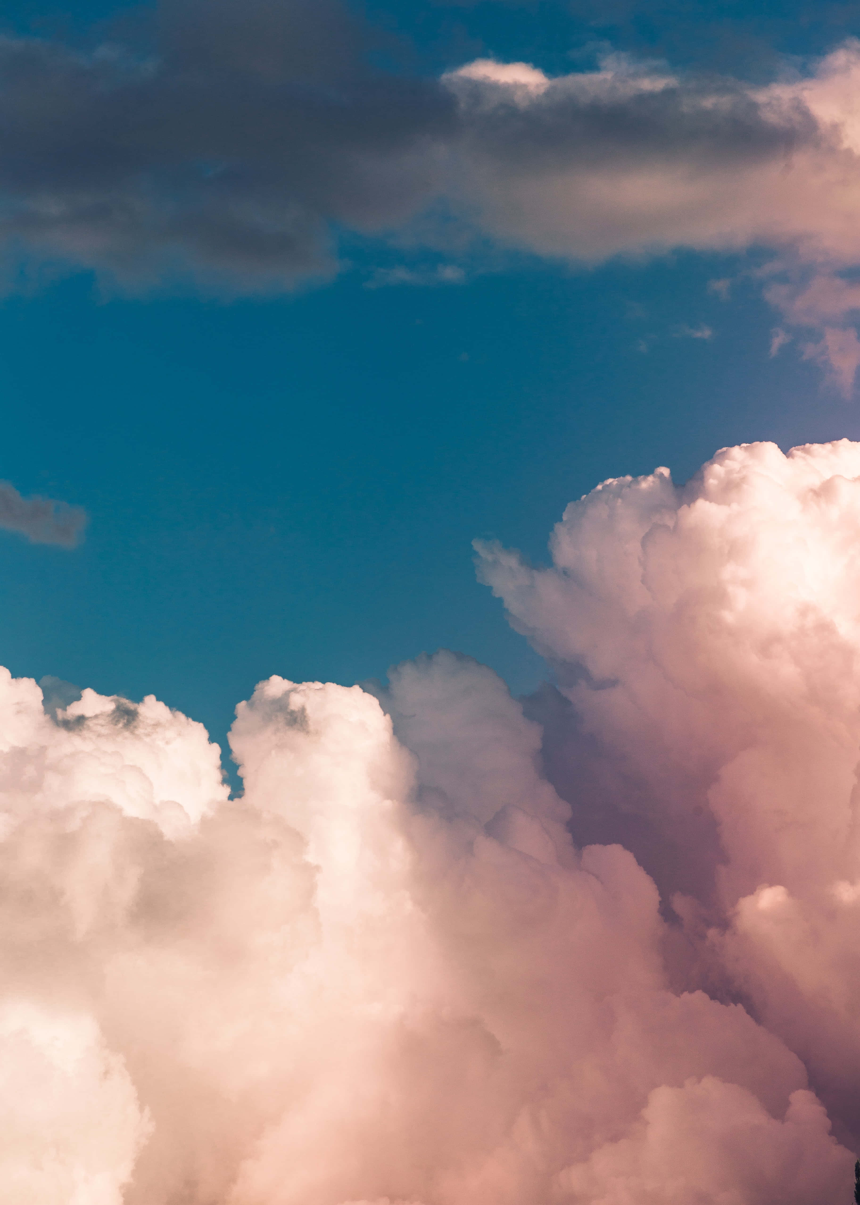 billowing clouds, pink, white, 4K Phone Wallpaper