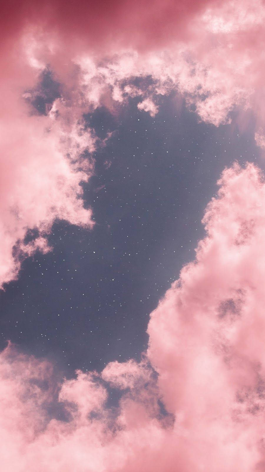 Pink Cloud, starry night sky, dreamy celestial scene, HD Phone Wallpaper