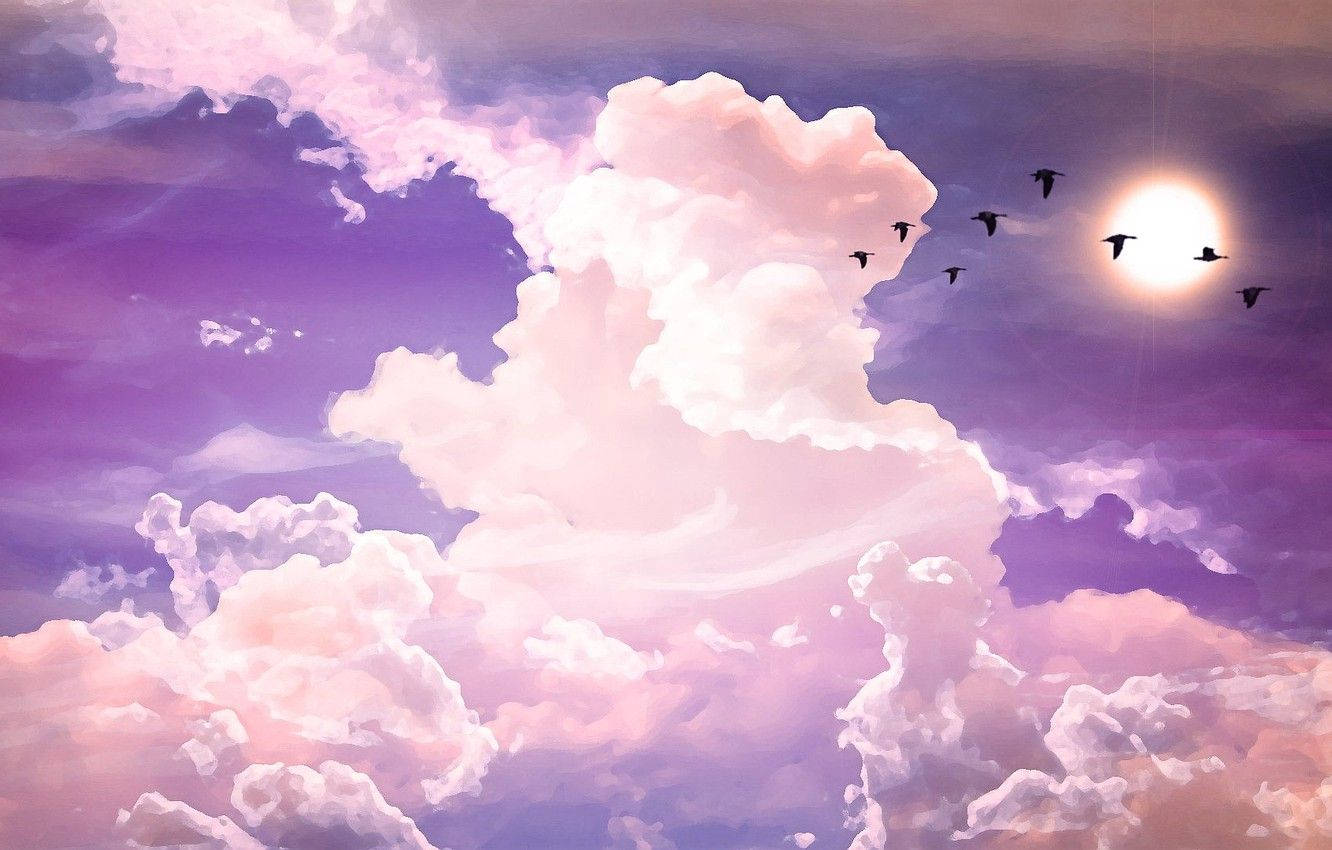 Painterly Pink Cloud, purple and pink sky, soft clouds, HD Desktop Wallpaper