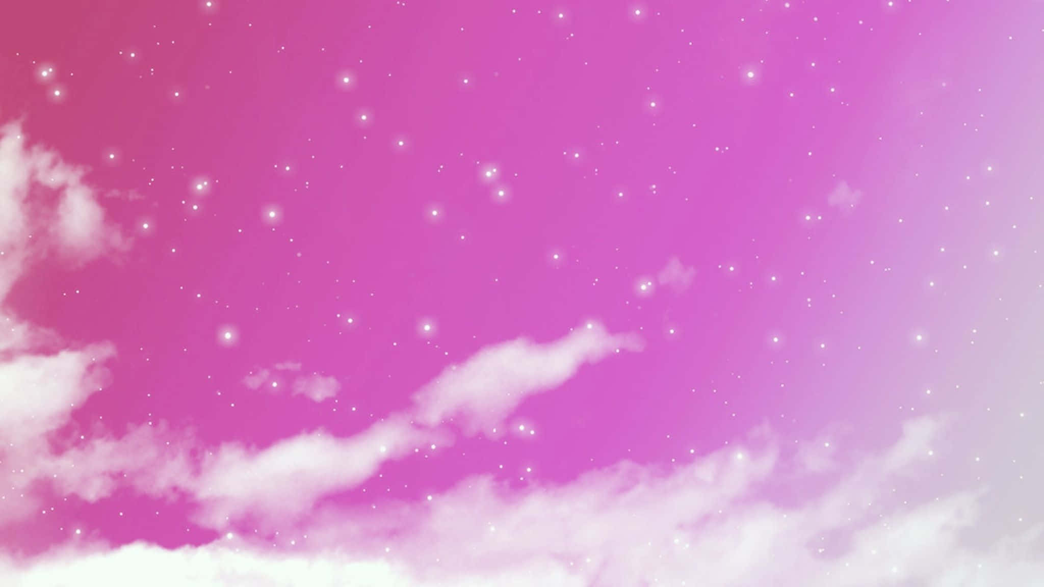 Pink Cloudy Sky, dreamy pink sky, soft white clouds, Full HD Desktop Wallpaper