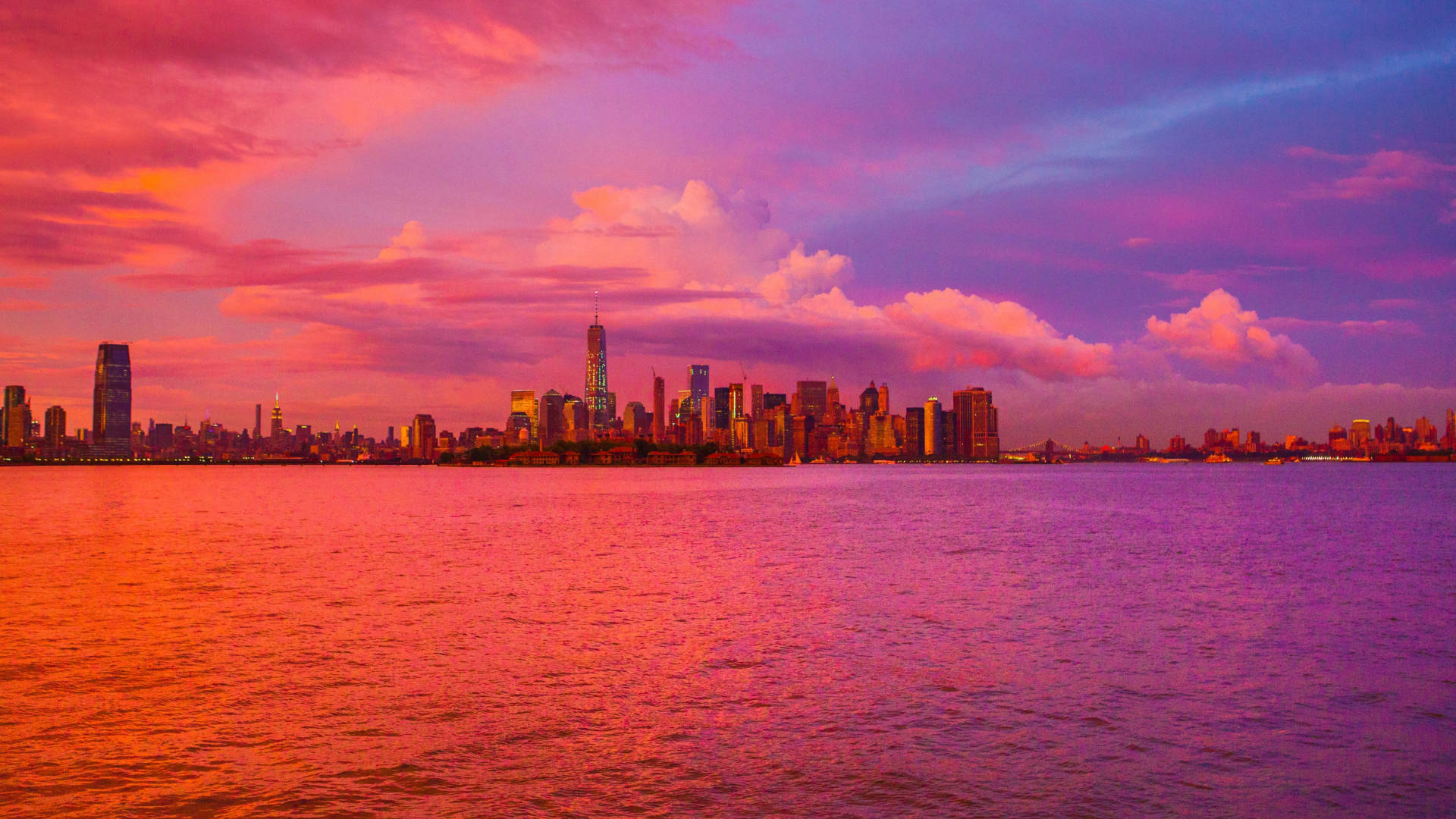 pink, purple, sunset, Full HD Desktop Wallpaper