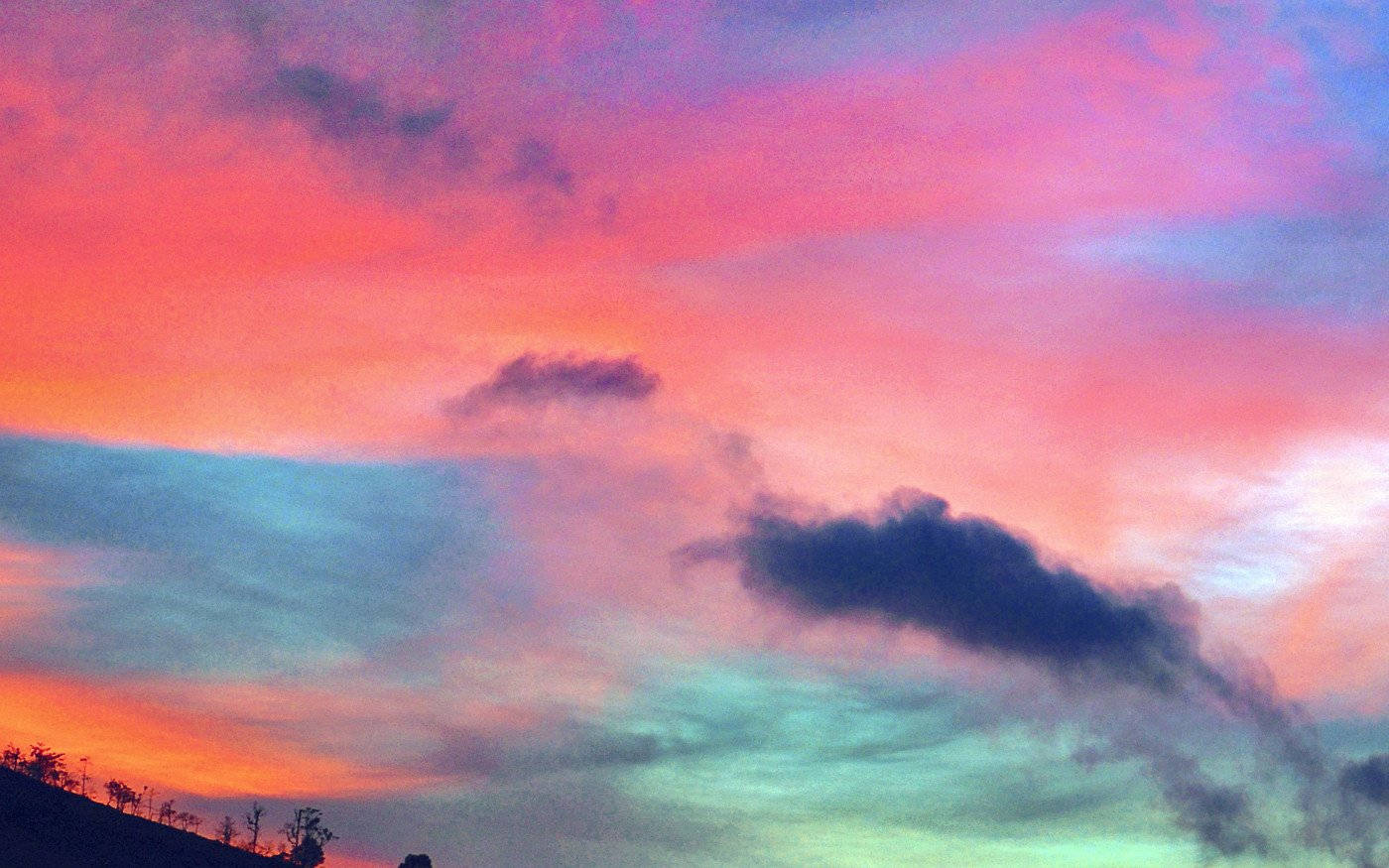 Vibrant Pink Cloud, fiery orange pink, teal, HD Desktop Wallpaper