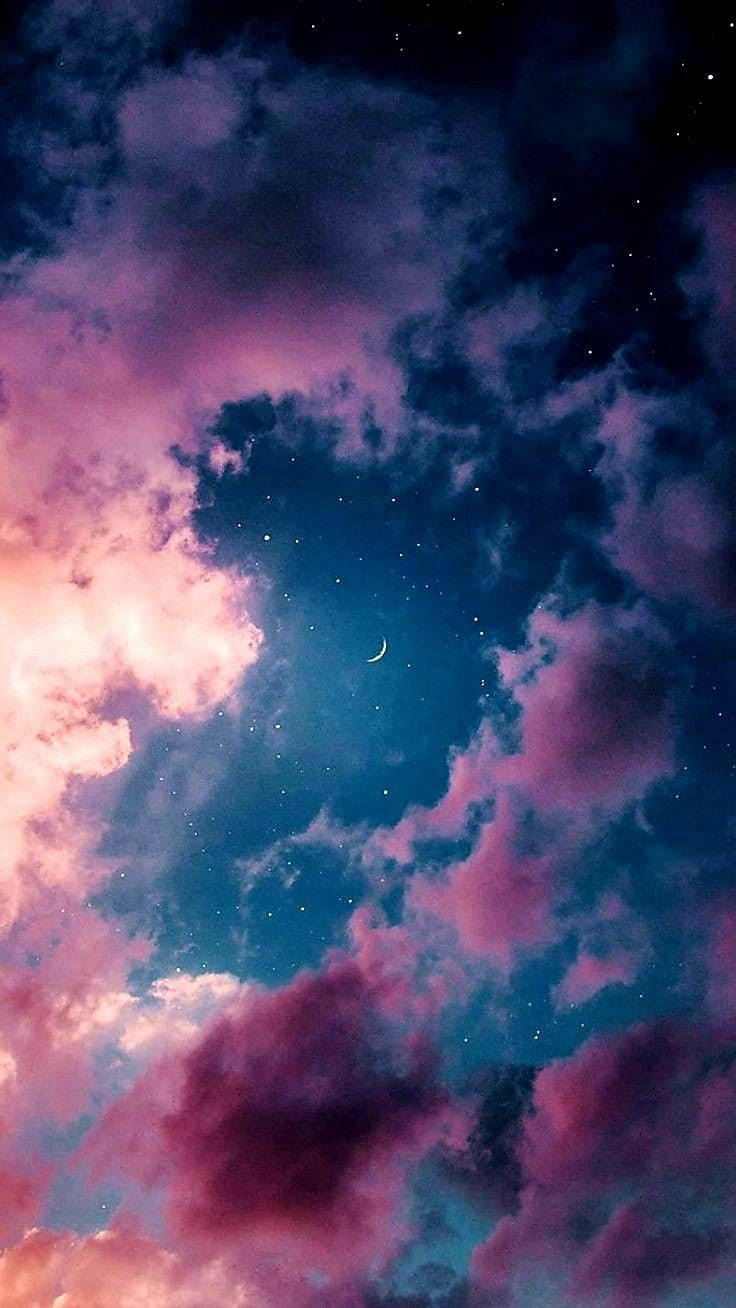 Pastel Clouds Starry Sky, pink and blue clouds, stars, HD Phone Wallpaper