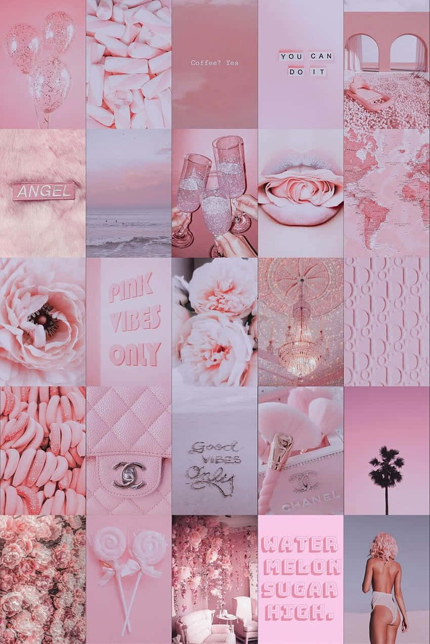 Pink Collage Desktop, pretty pinks, flowers, SD Phone Wallpaper