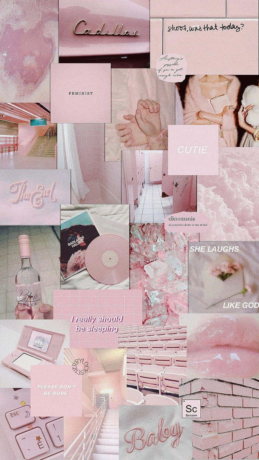 Pink Collage Desktop, pink-toned, handwritten quotes, HD Phone Wallpaper