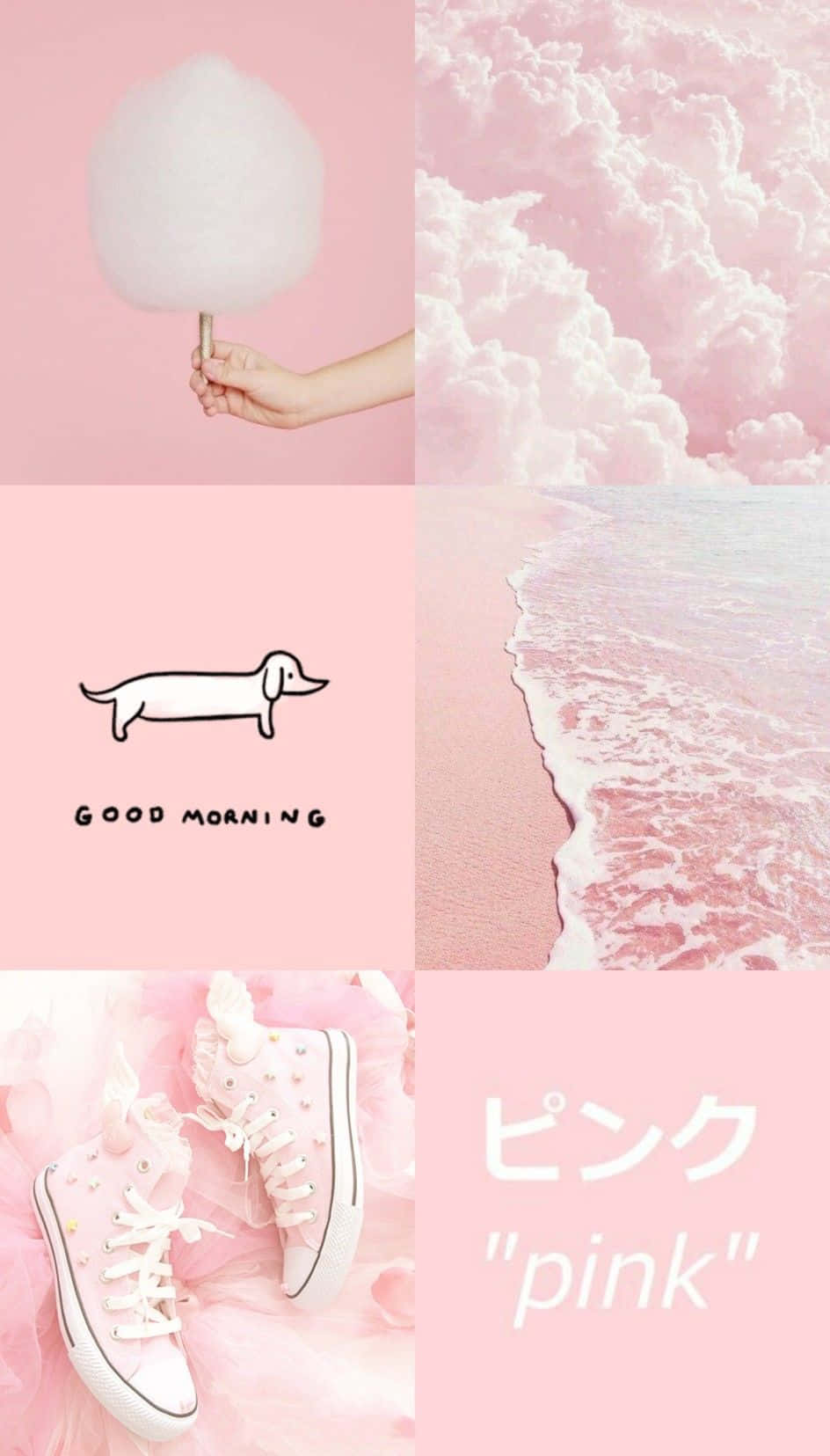 cotton candy, dachshund graphic, ocean waves, HD Phone Wallpaper