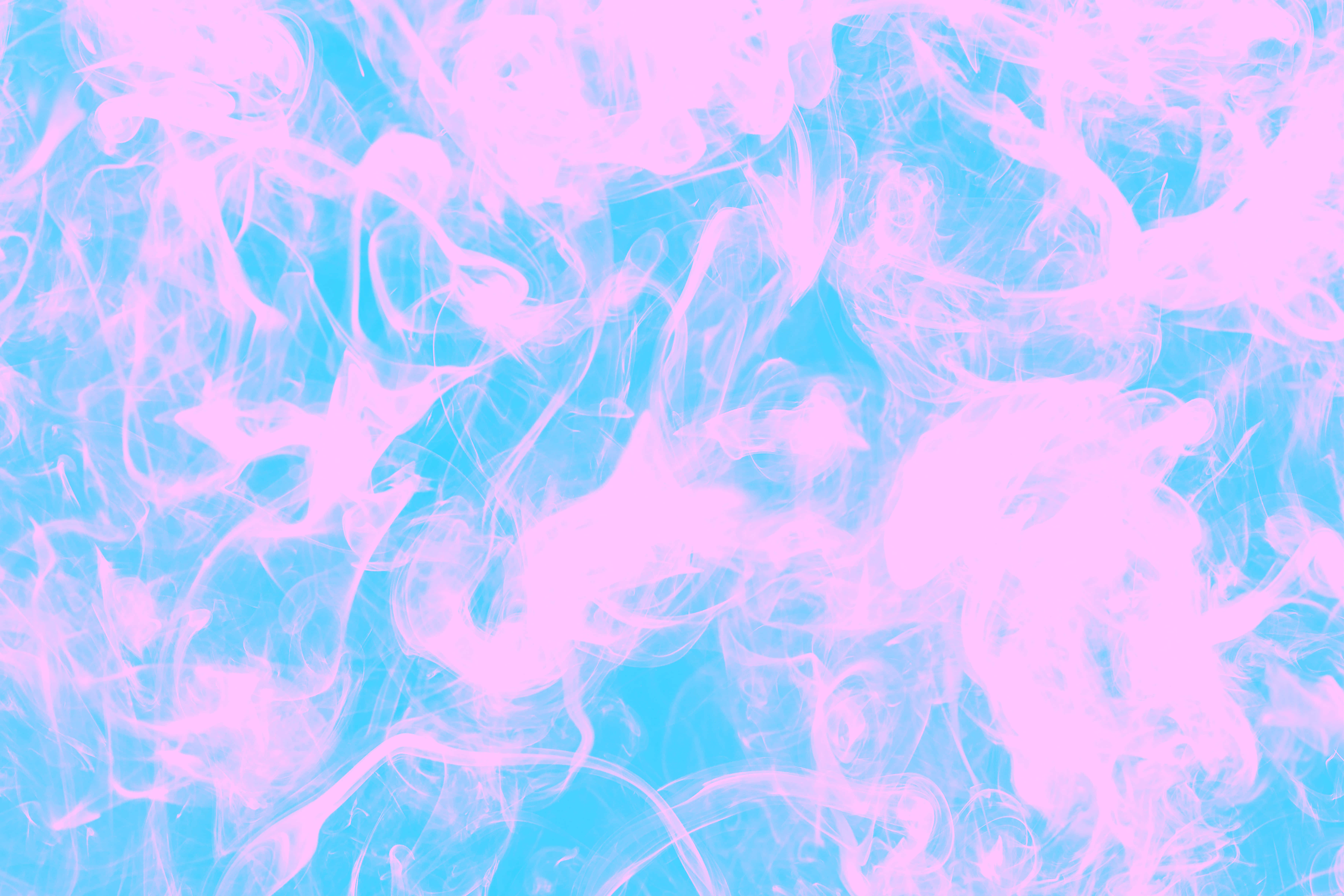 pink cool aesthetic, pink smoke, vibrant cyan background, 5K Desktop Wallpaper