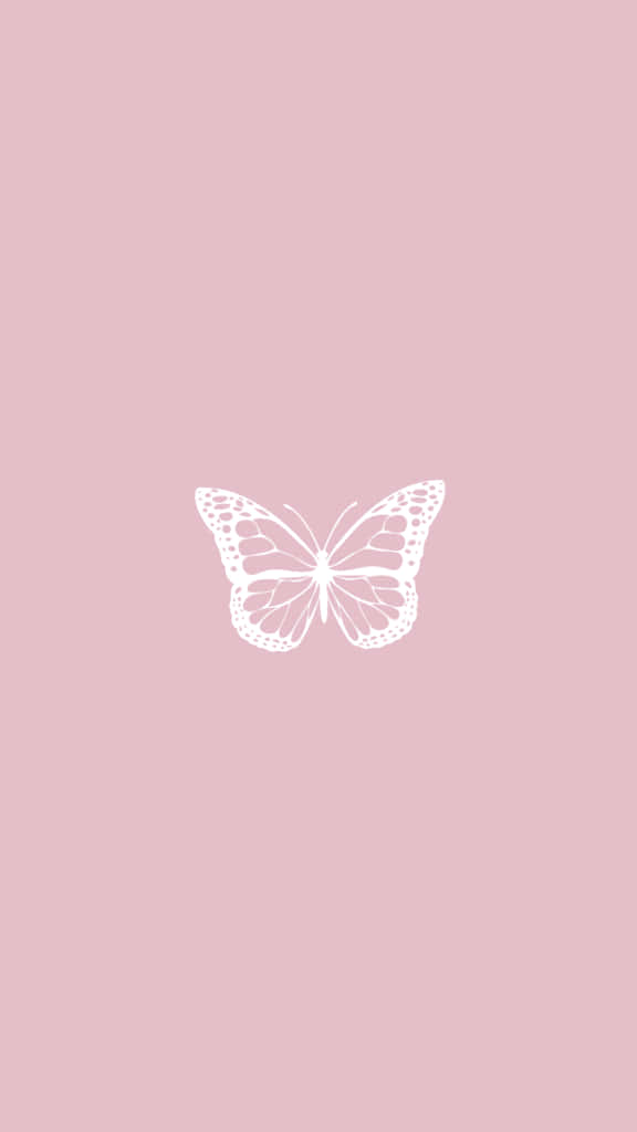pink cool aesthetic, white butterfly, intricate wing patterns, SD Phone Wallpaper