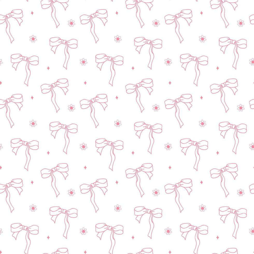 pink bows, tiny flowers, clean white background, SD Desktop Wallpaper