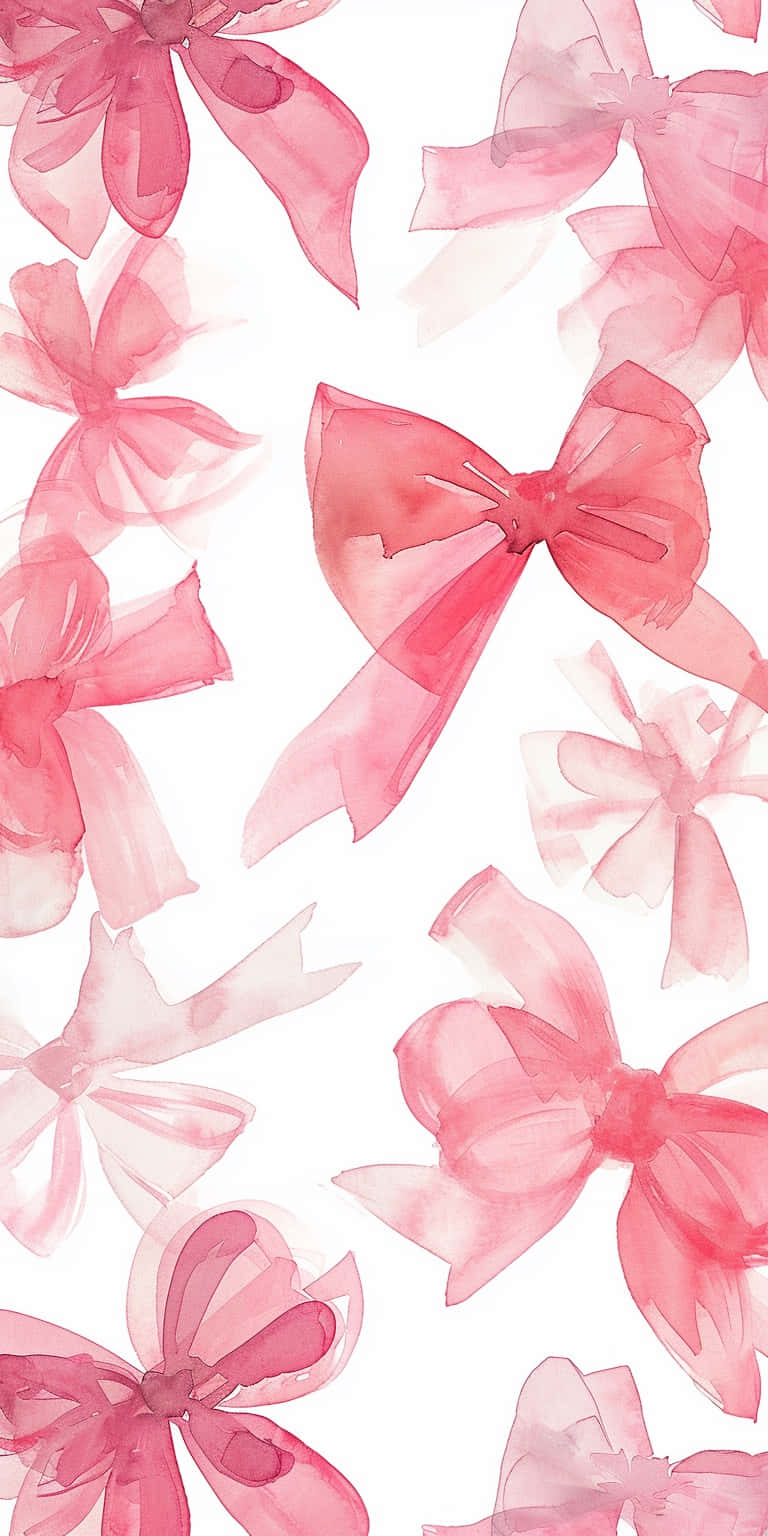 pink watercolor bows, repeating pattern, clean white background, HD Phone Wallpaper