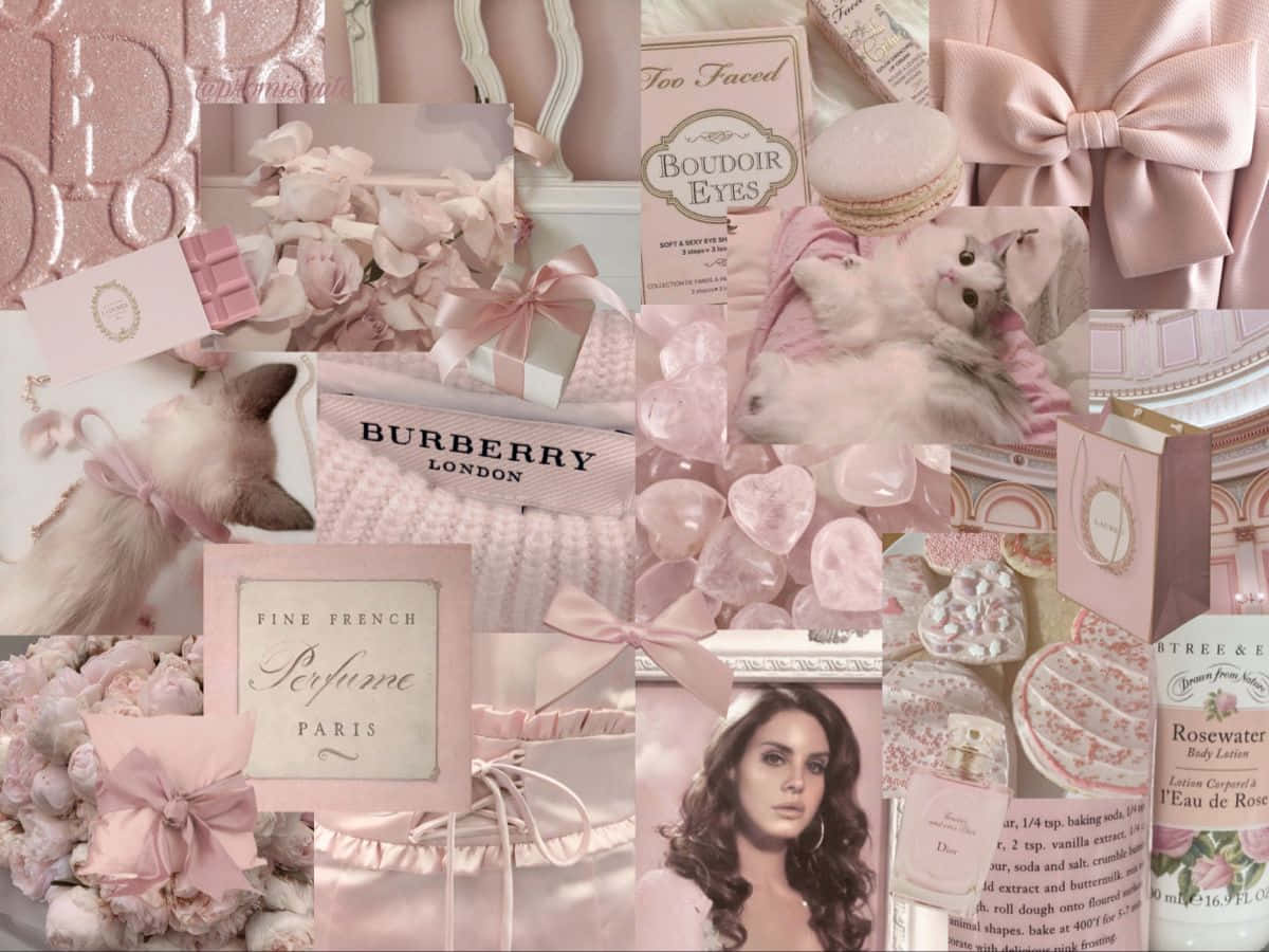 pink aesthetic, luxury beauty products, bows, SD Desktop Wallpaper