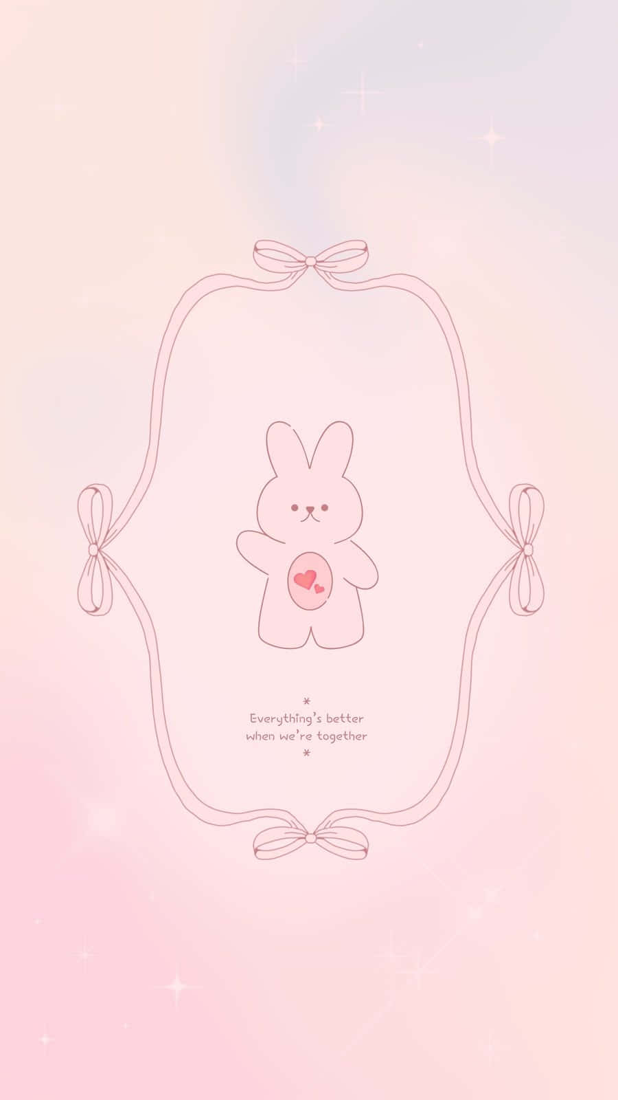 Pink Bunny Togetherness Art, pink bunny, heart, HD Phone Wallpaper
