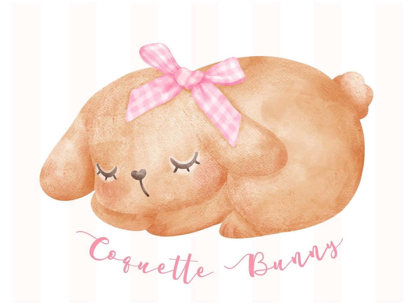 Pink Coquette, peach bunny, pink gingham bow, HD Desktop Wallpaper