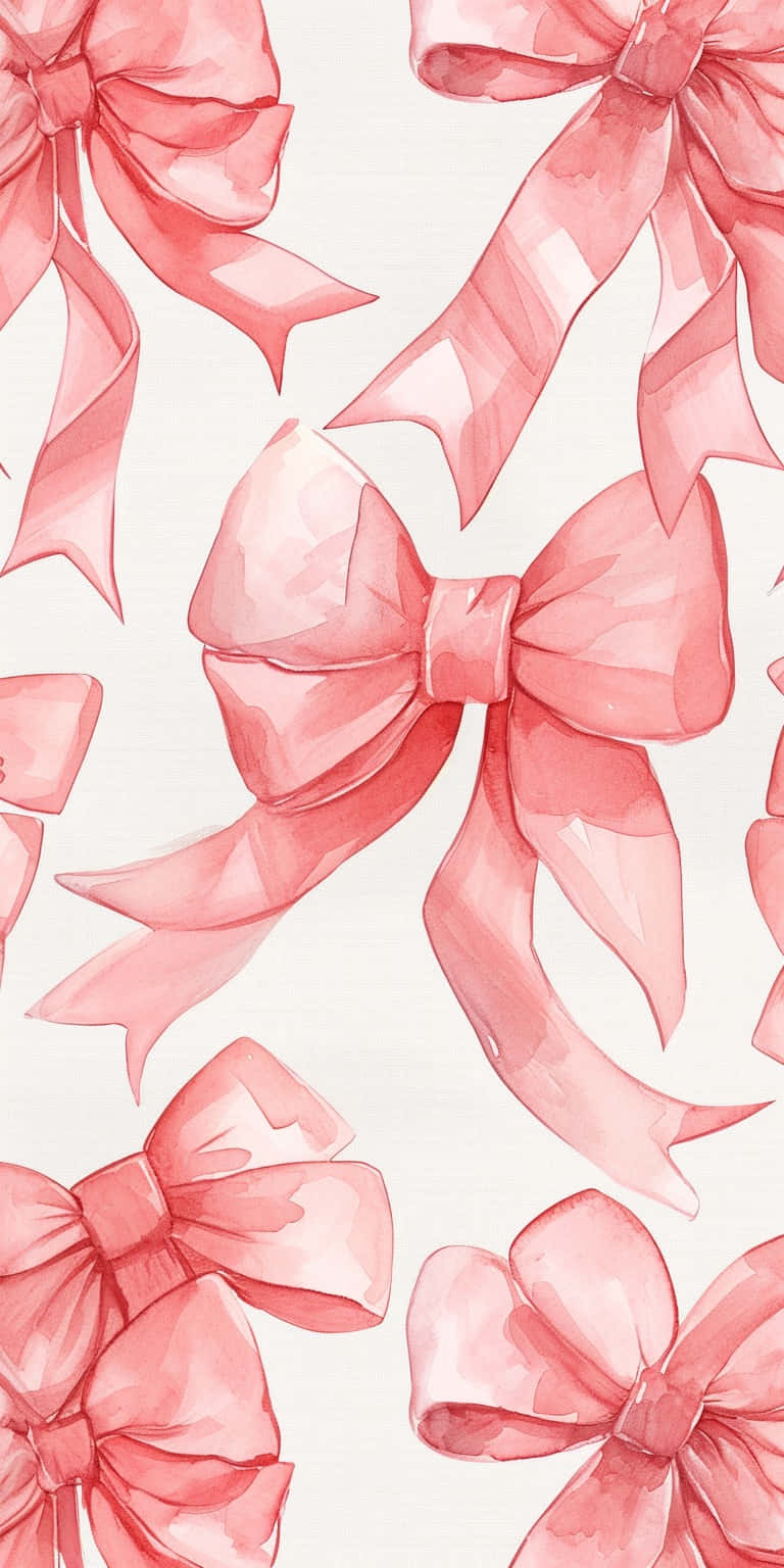 pink watercolor bows, soft pink, watercolor, HD Phone Wallpaper