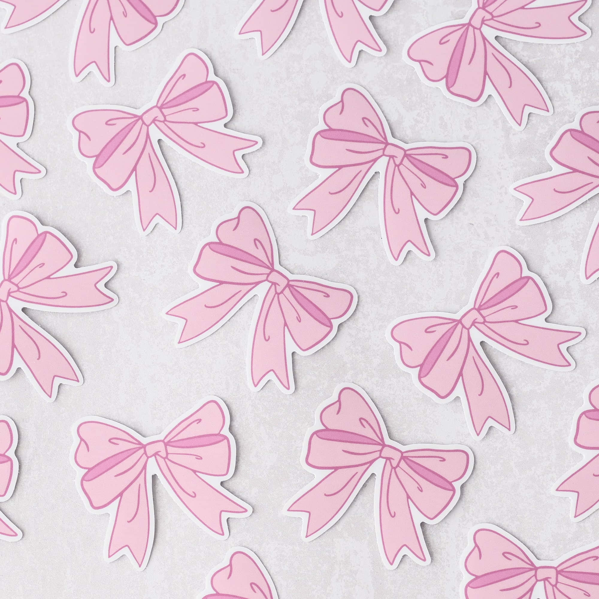 pink bow pattern, white outlines, textured light gray background, Full HD Desktop Wallpaper