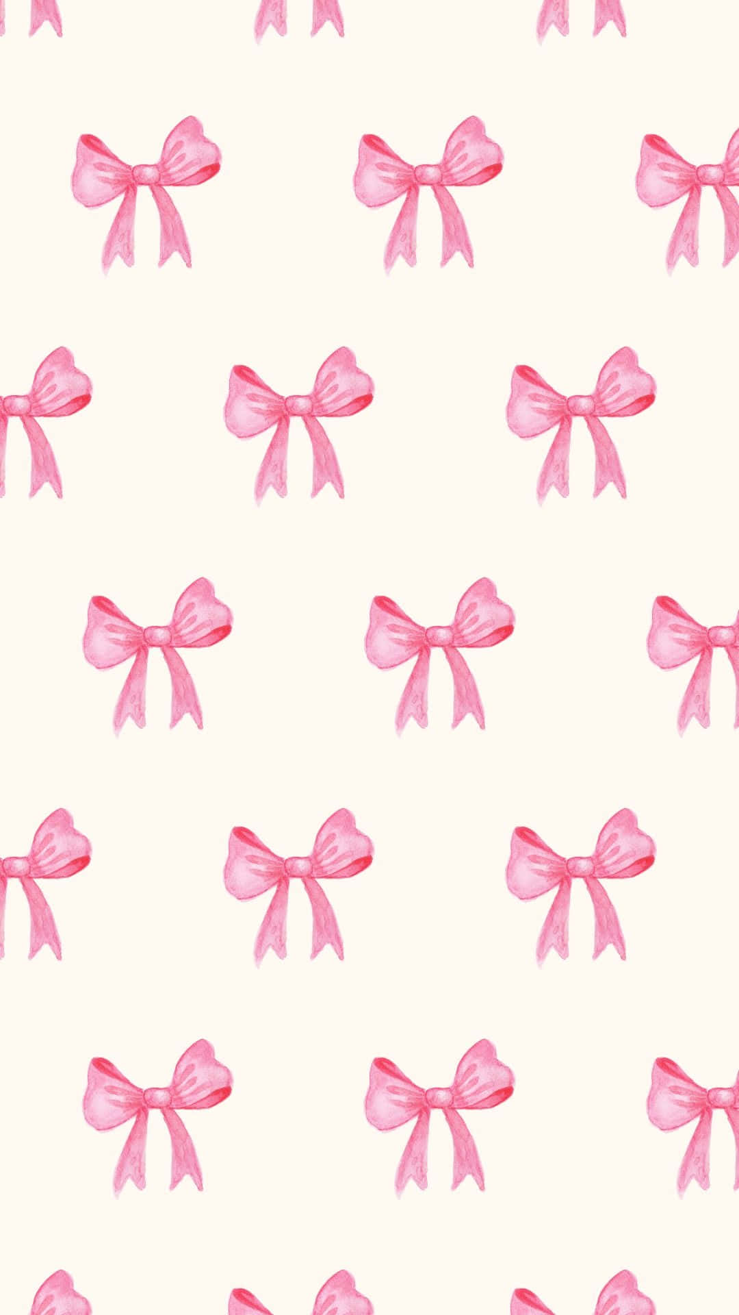 pink bow pattern, watercolor pink bows, soft cream background, Full HD Phone Wallpaper