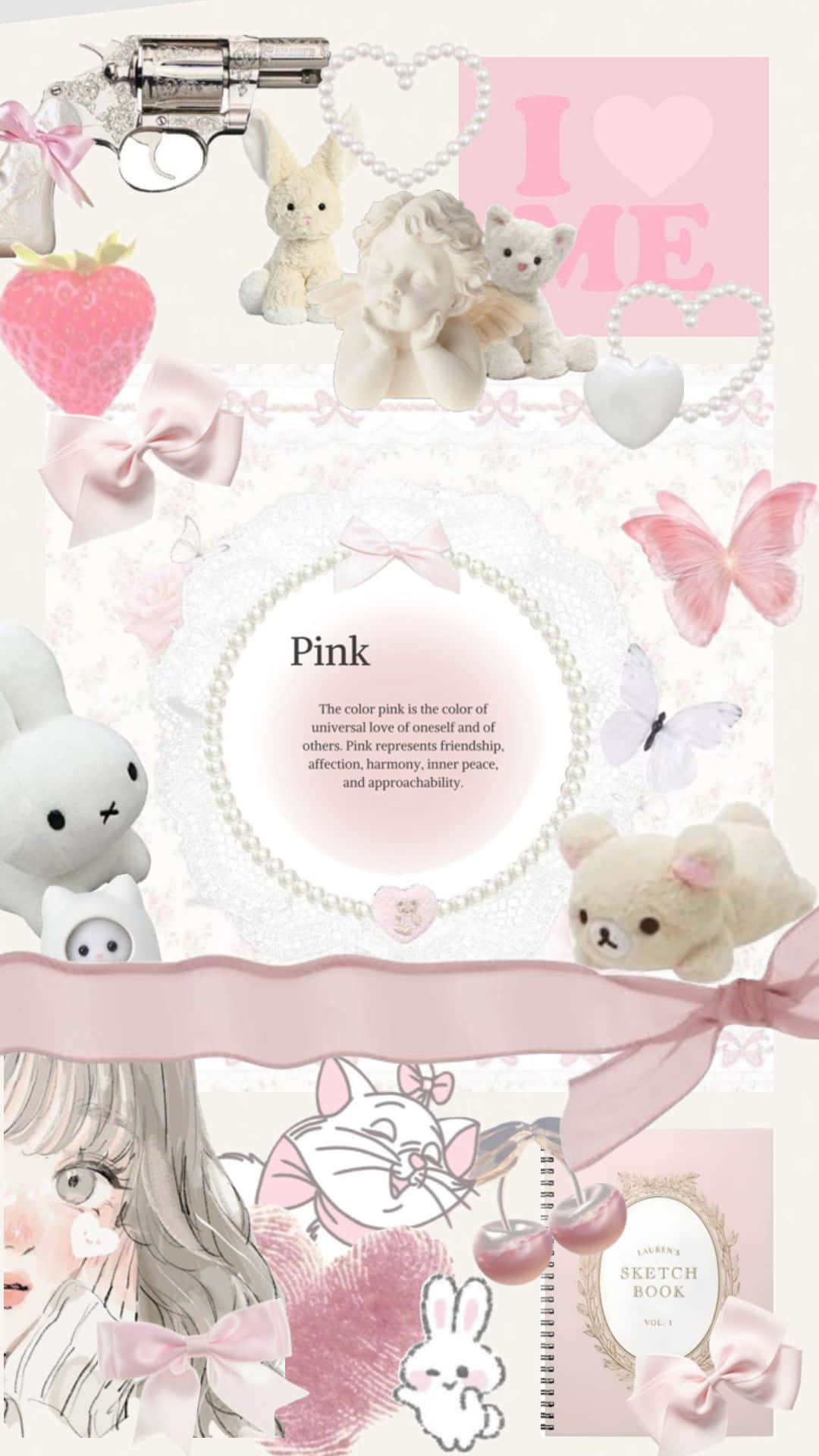 Pink Coquette, pastel pink, plush bunnies, Full HD Phone Wallpaper