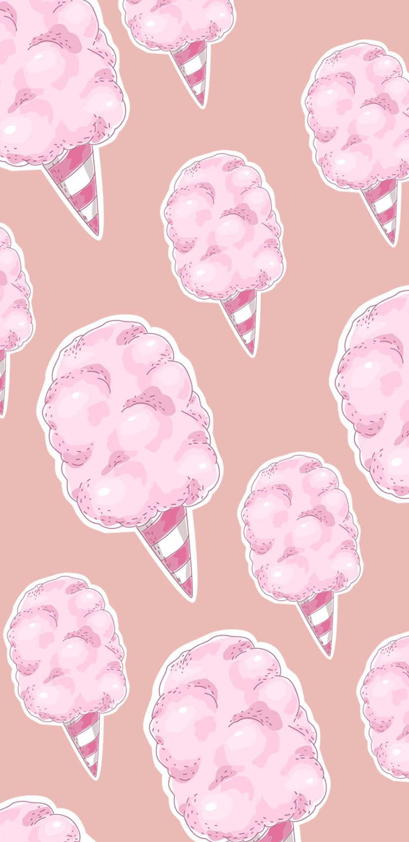Pink Cotton Candy, striped cones, soft peach background, HD Phone Wallpaper