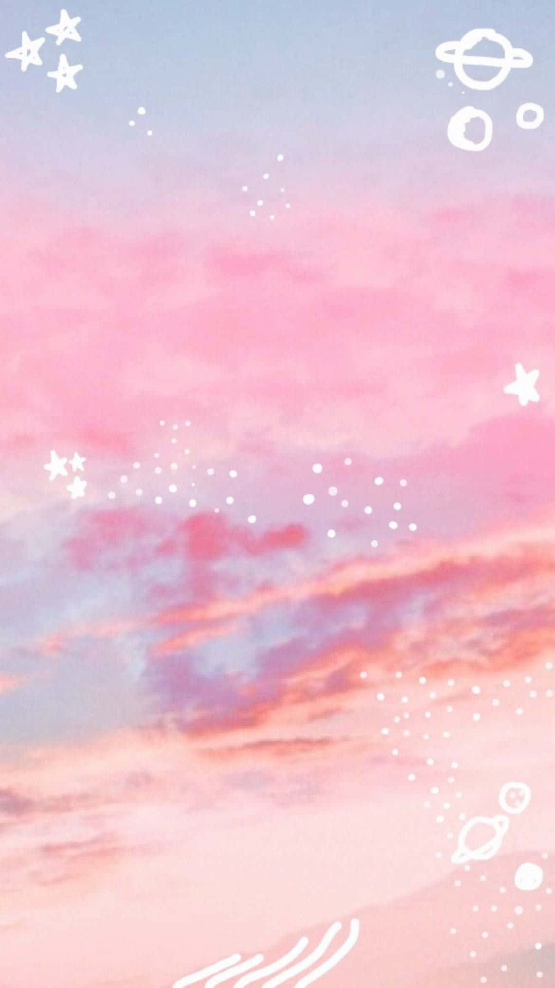 Pink Cotton Candy, pastel pink, blue sky, Full HD Phone Wallpaper